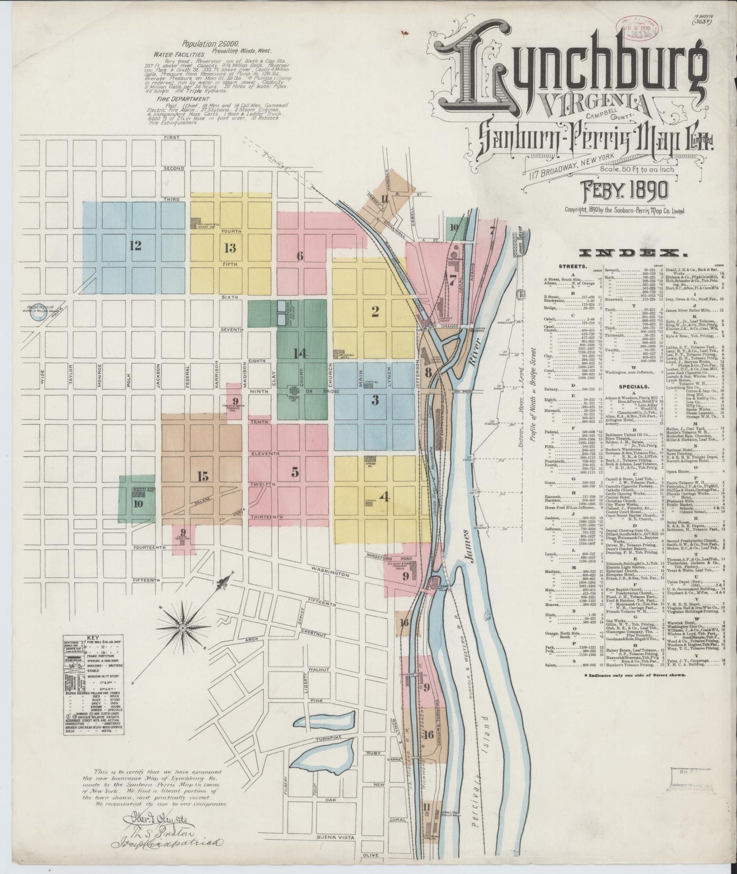 Sanborn Fire Insurance Map from Lynchburg, Independent Cities, Virginia. (1890) – Historic Sanborn Fire Insurance Map Print