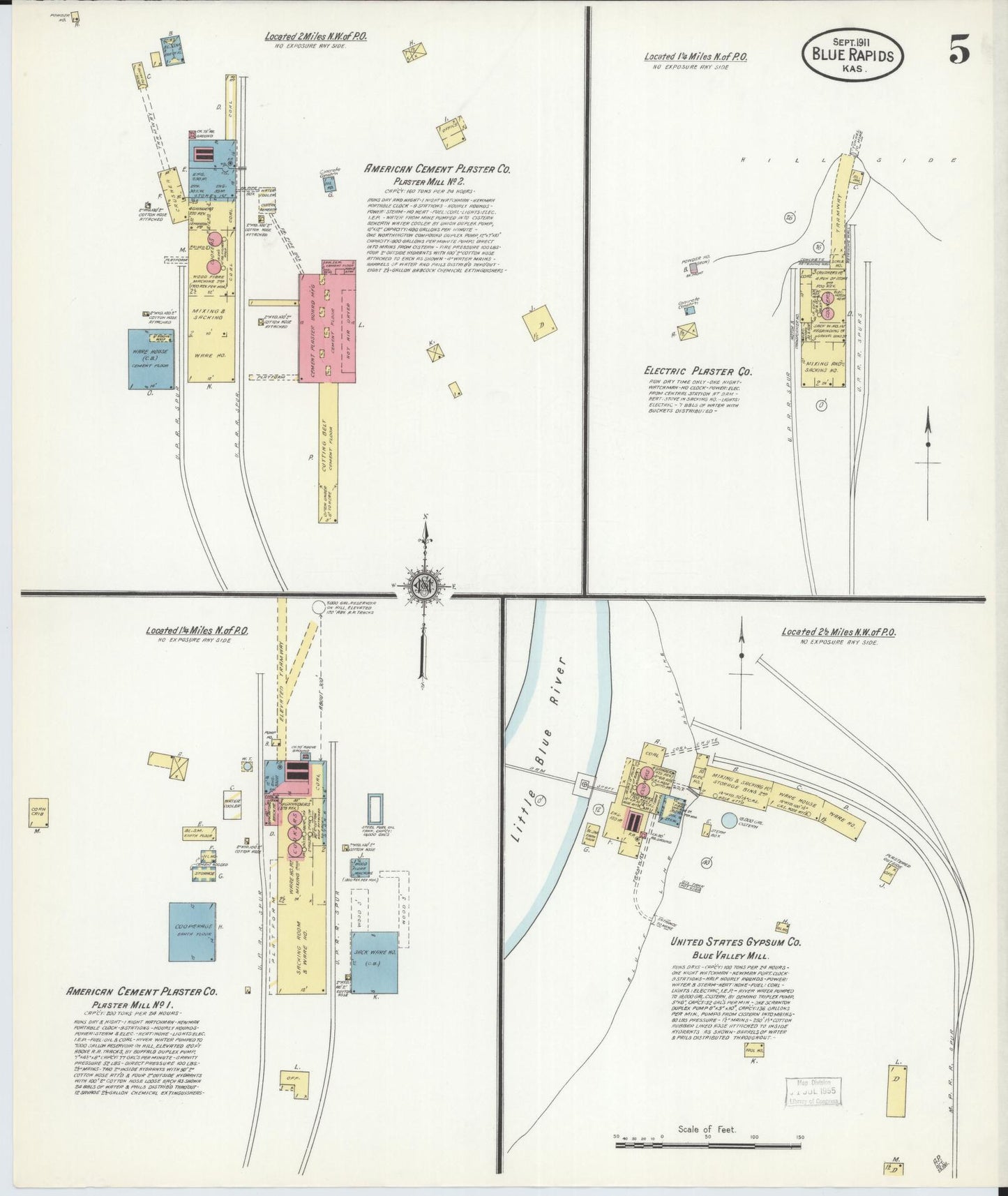Sanborn Fire Insurance Map from Blue Rapids, Marshall County, Kansas (1911), Sheet #0005 - Complete Map Set gallery image, historic Sanborn map, vintage wall art, Kansas Kansas