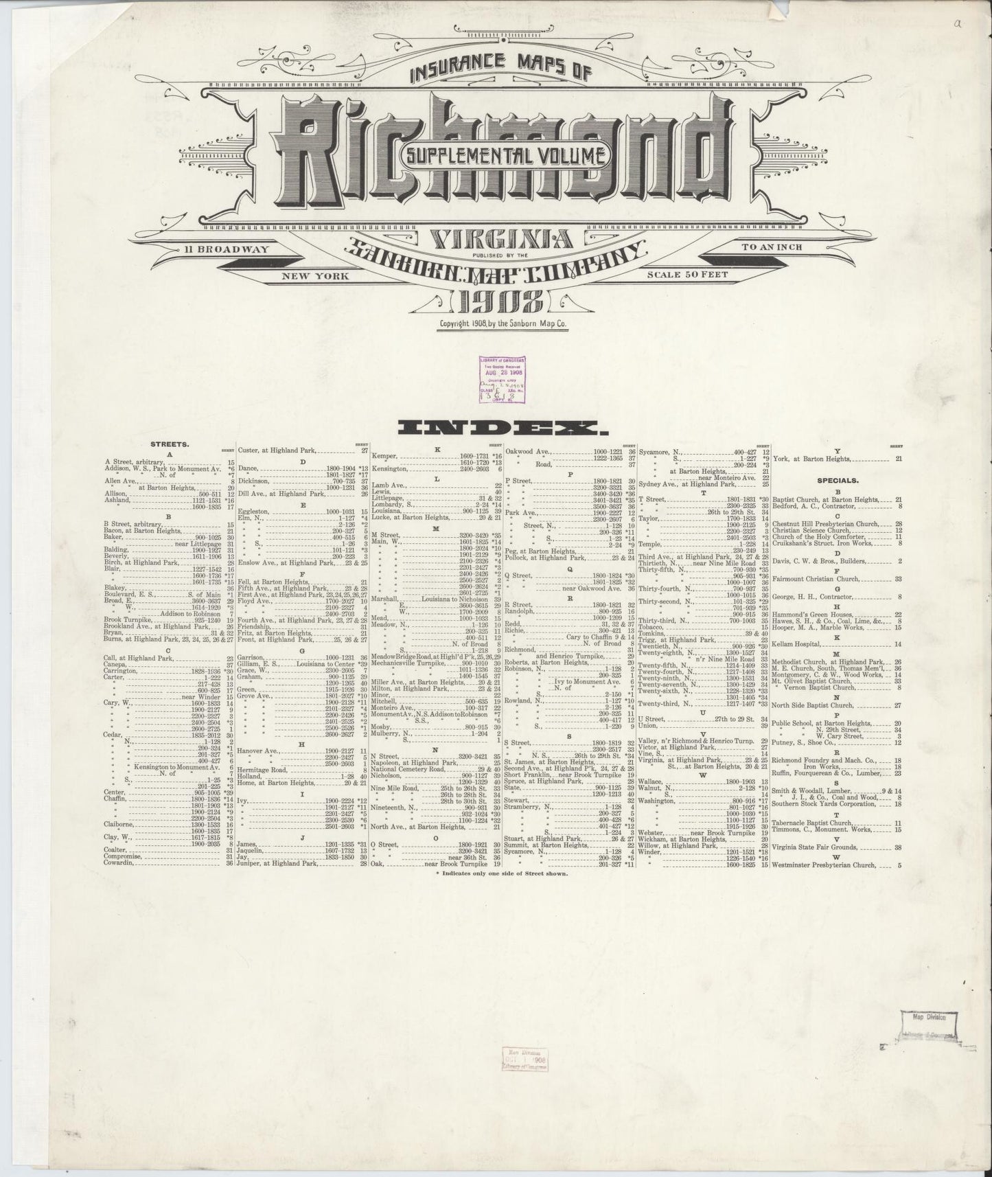 Sanborn Fire Insurance Map from Richmond, Independent Cities, Virginia. (1908) – Historic Sanborn Fire Insurance Map Print
