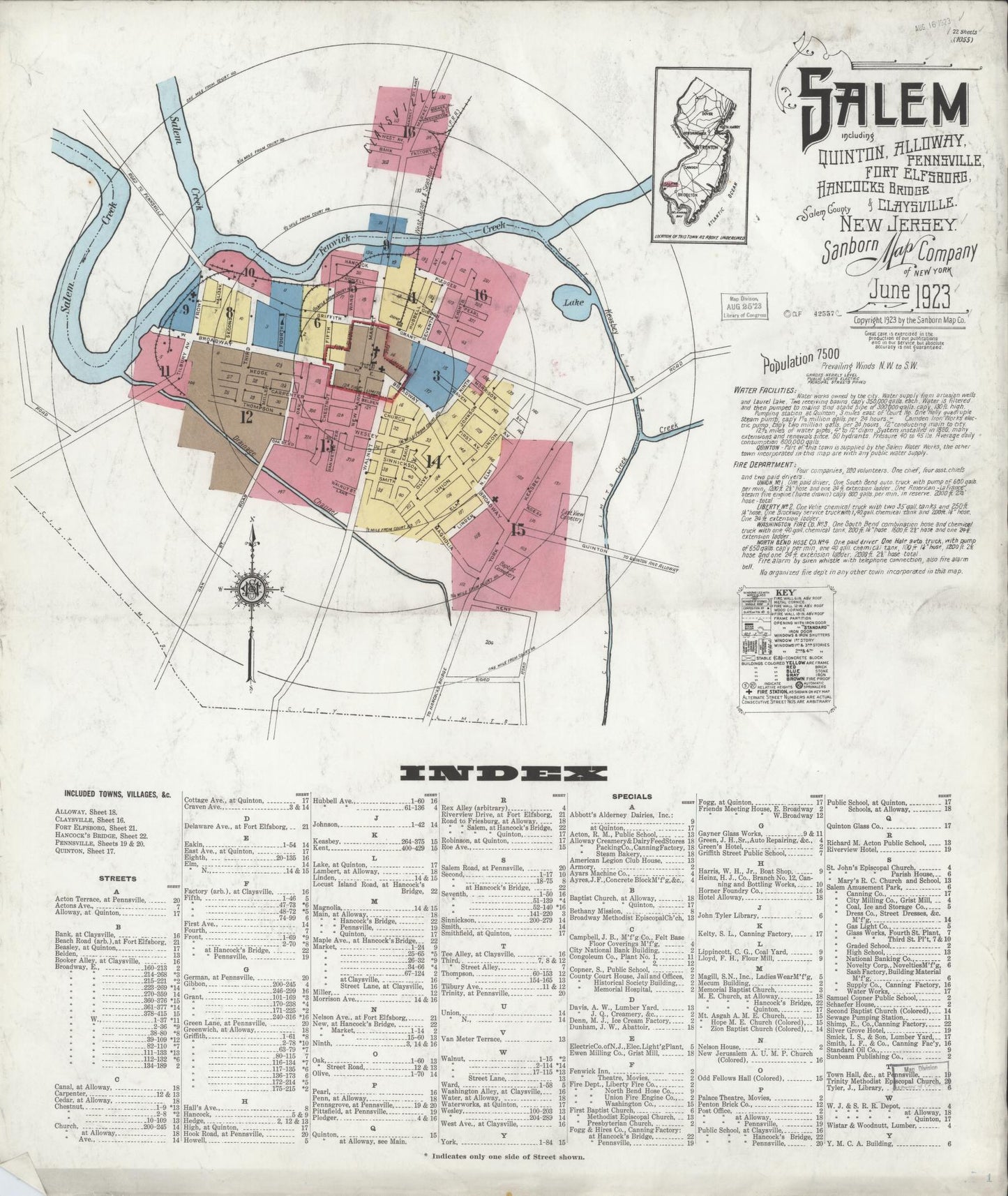 Sanborn Fire Insurance Map from Salem, Salem County, New Jersey. (1923) – Historic Sanborn Fire Insurance Map Print
