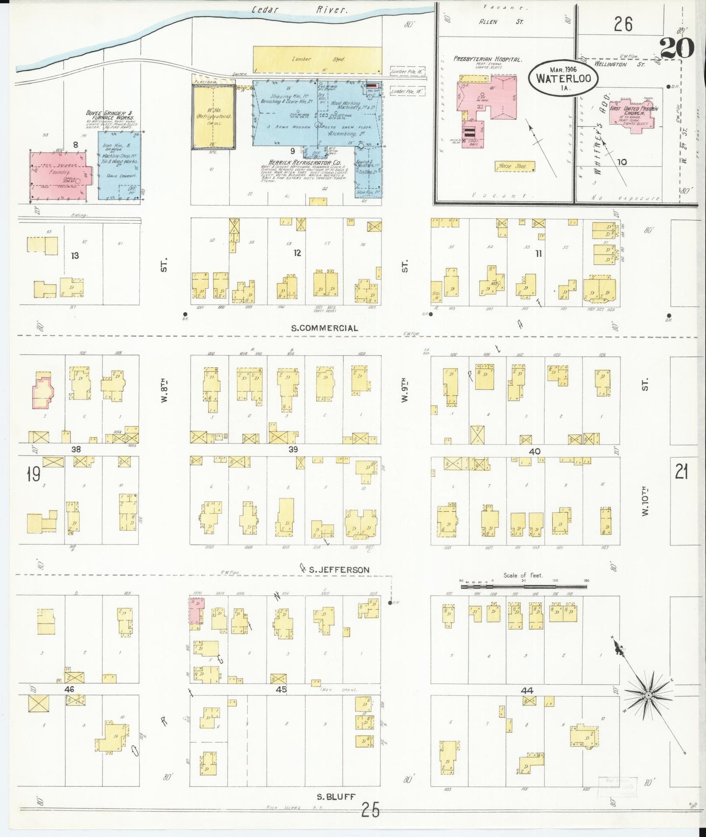 Sanborn Fire Insurance Map from Waterloo, Black Hawk County, Iowa (1906), Sheet #0020 - Historic Sanborn Fire Insurance Map Print