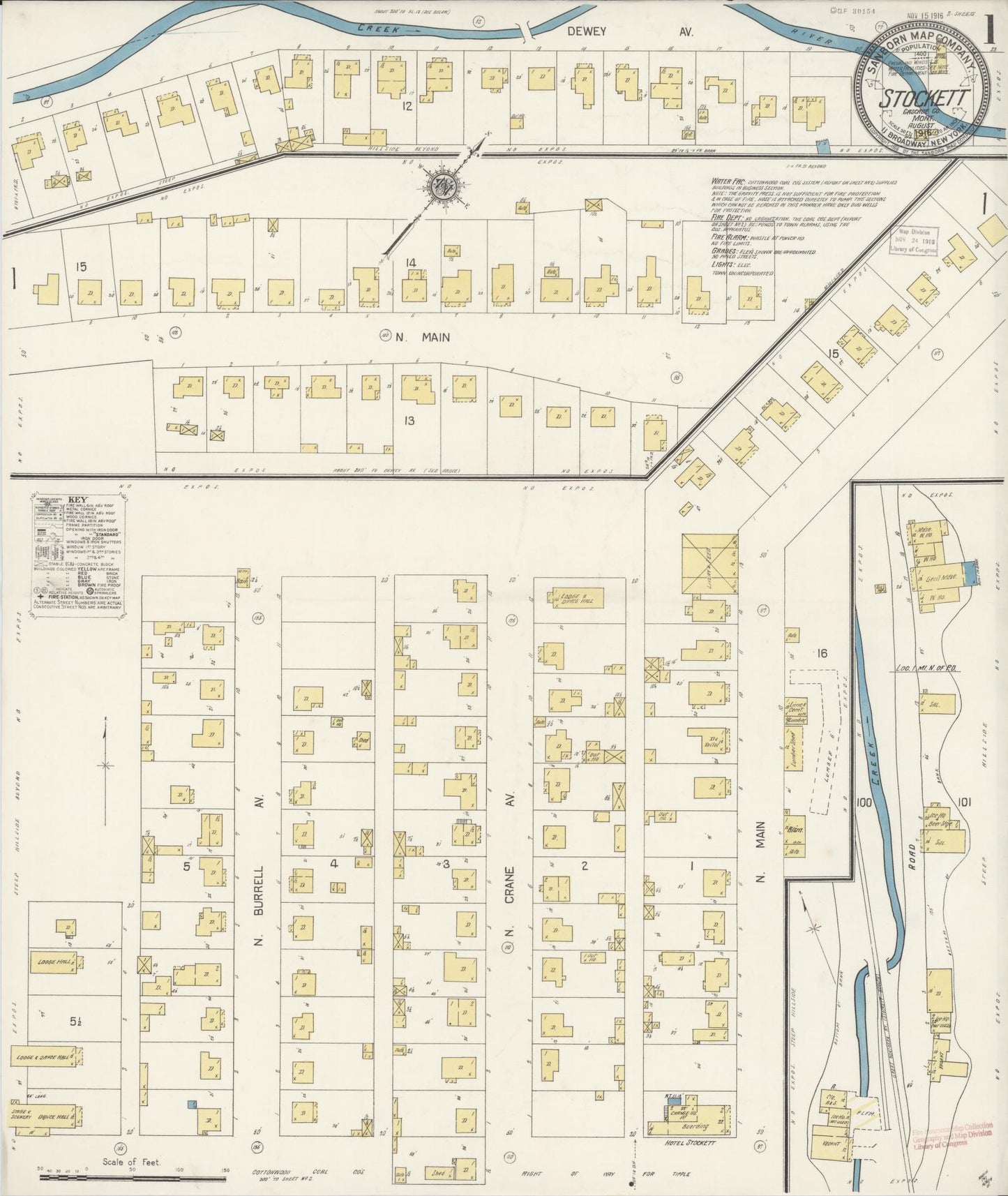 Sanborn Fire Insurance Map from Stockett, Cascade County, Montana. (1916) – Historic Sanborn Fire Insurance Map Print