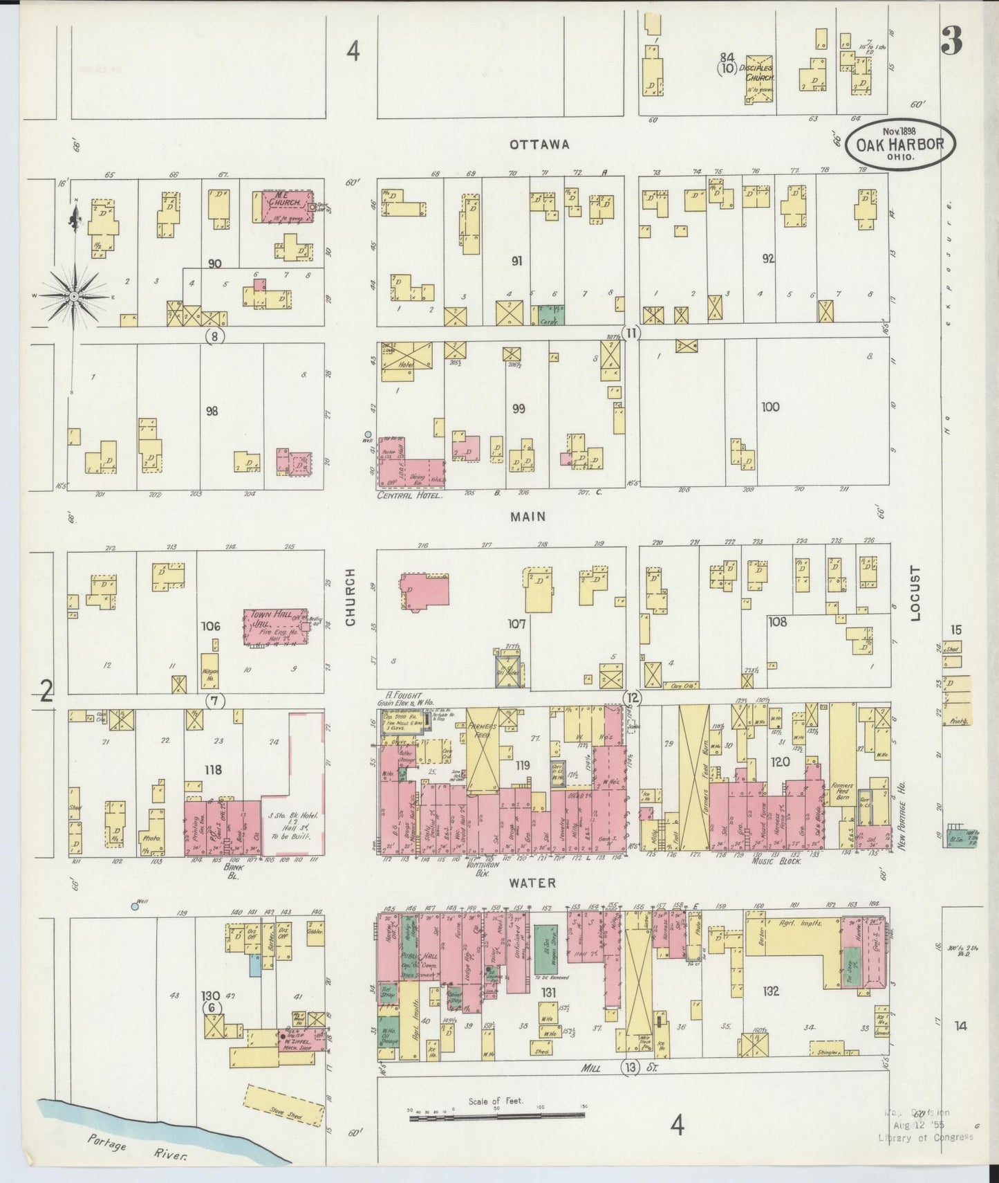 Sanborn Fire Insurance Map from Oak Harbor, Ottawa County, Ohio (1898), Sheet #0003 - Historic Sanborn Fire Insurance Map Print, vintage old map wall art, antique decor, genealogy gift, Ohio Ohio map