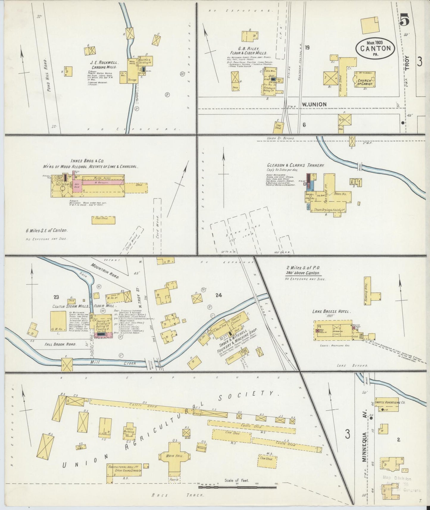 Sanborn Fire Insurance Map from Canton, Bradford County, Pennsylvania (1903), Sheet #0005 - Historic Sanborn Fire Insurance Map Print, vintage old map wall art, antique decor, genealogy gift, Pennsylvania Pennsylvania map