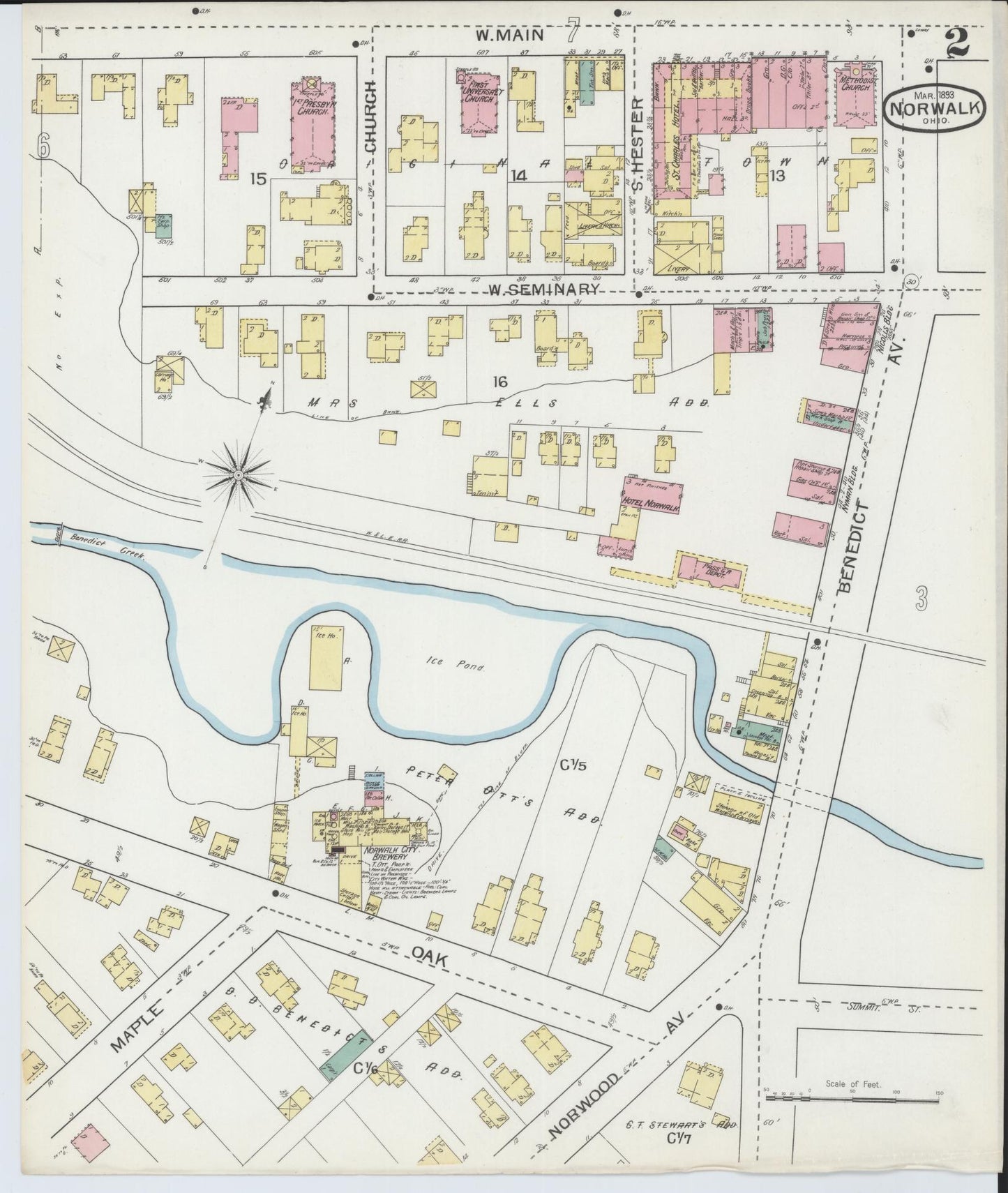 Sanborn Fire Insurance Map from Norwalk, Huron County, Ohio (1893), Sheet #0002 - Historic Sanborn Fire Insurance Map Print, vintage old map wall art, antique decor, genealogy gift, Ohio Ohio map