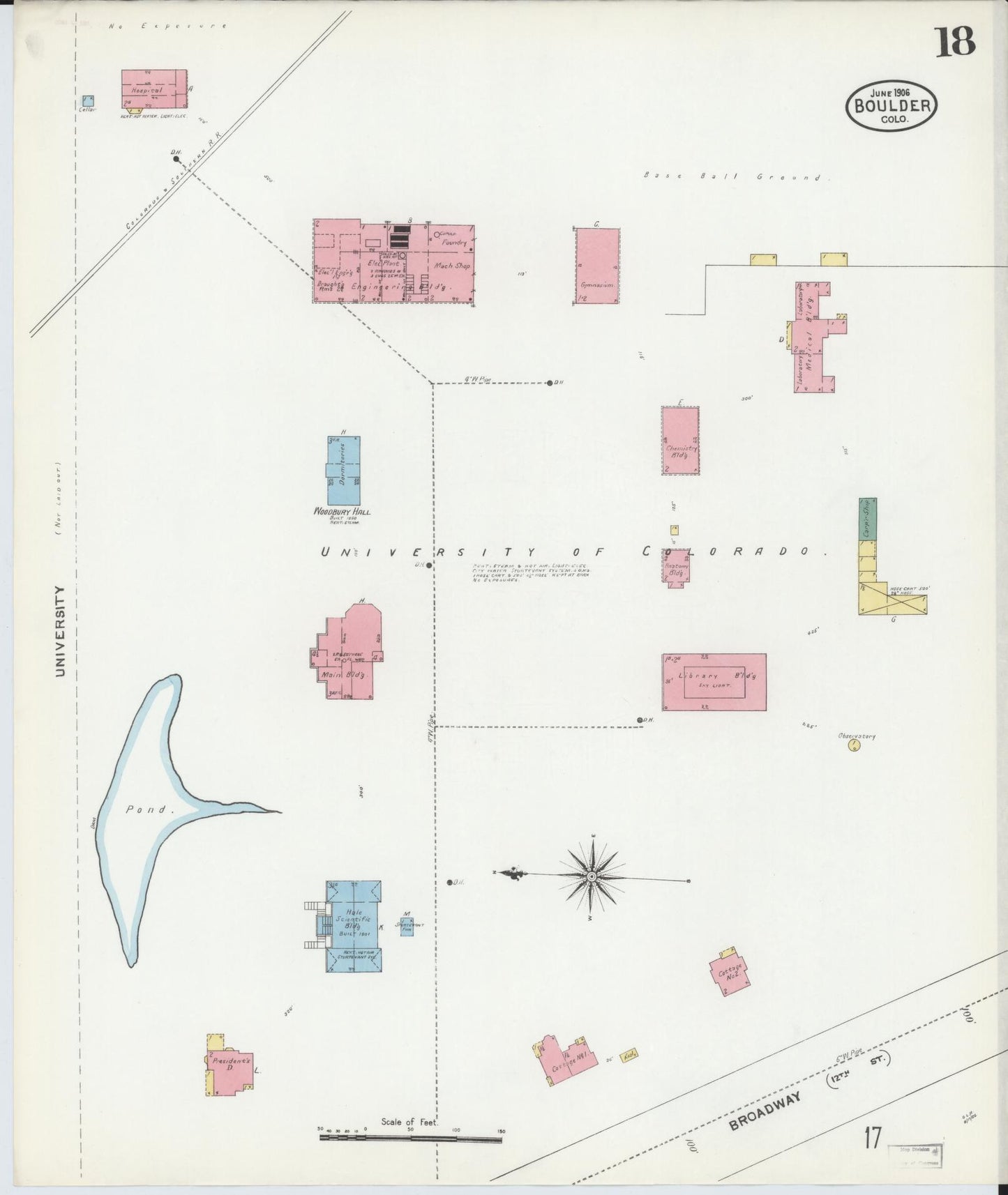 Sanborn Fire Insurance Map from Boulder, Boulder County, Colorado (1906), Sheet #0018 - Historic Sanborn Fire Insurance Map Print, vintage old map wall art, antique decor, genealogy gift, Colorado Colorado map