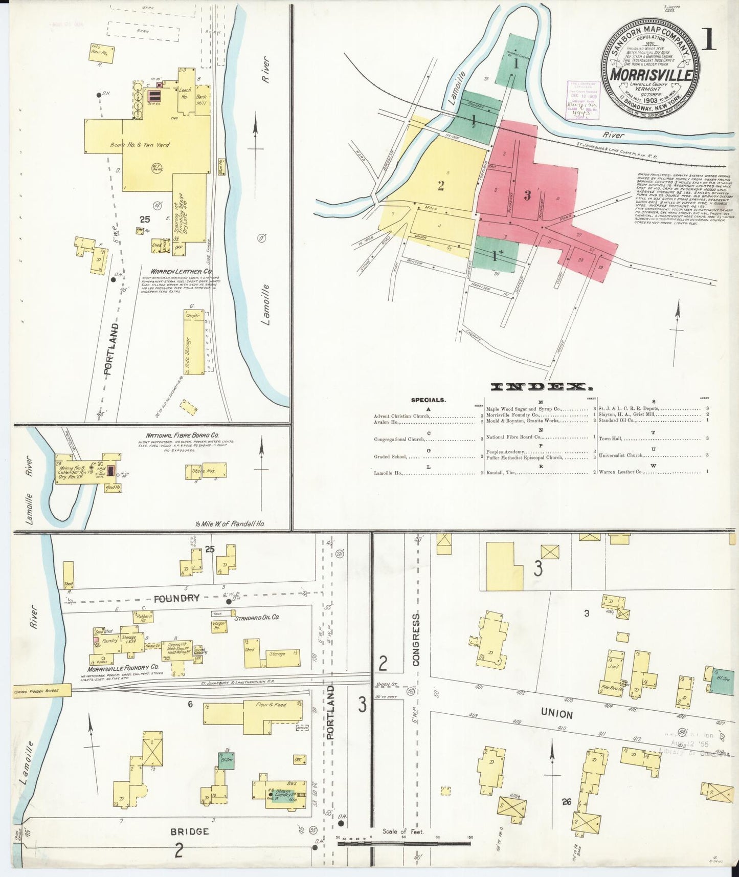 Sanborn Fire Insurance Map from Morrisville, Lamoille County, Vermont. (1903) – Historic Sanborn Fire Insurance Map Print