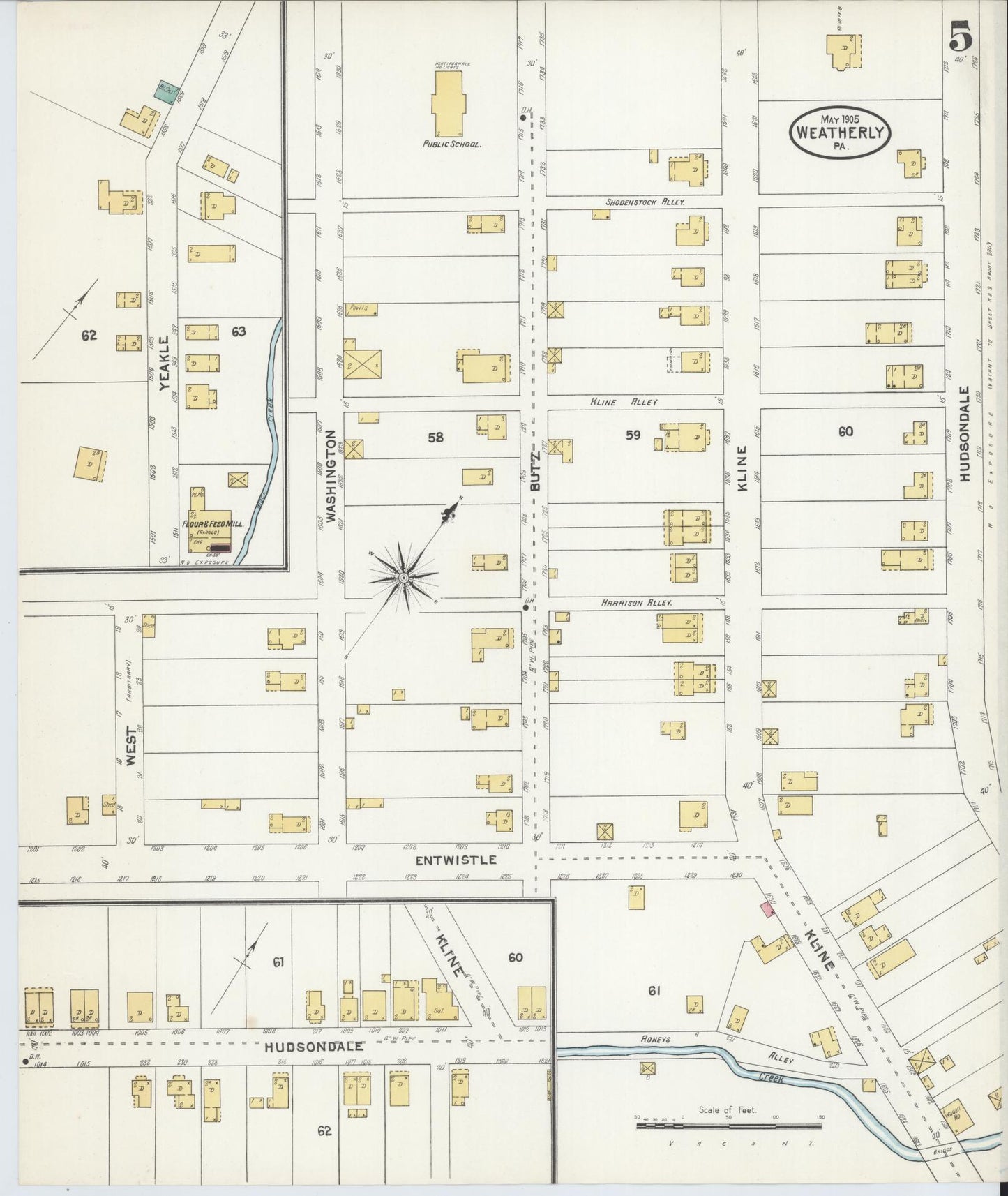 Sanborn Fire Insurance Map from Weatherly, Carbon County, Pennsylvania (1905), Sheet #0005 - Complete Map Set gallery image, historic Sanborn map, vintage wall art, Pennsylvania Pennsylvania