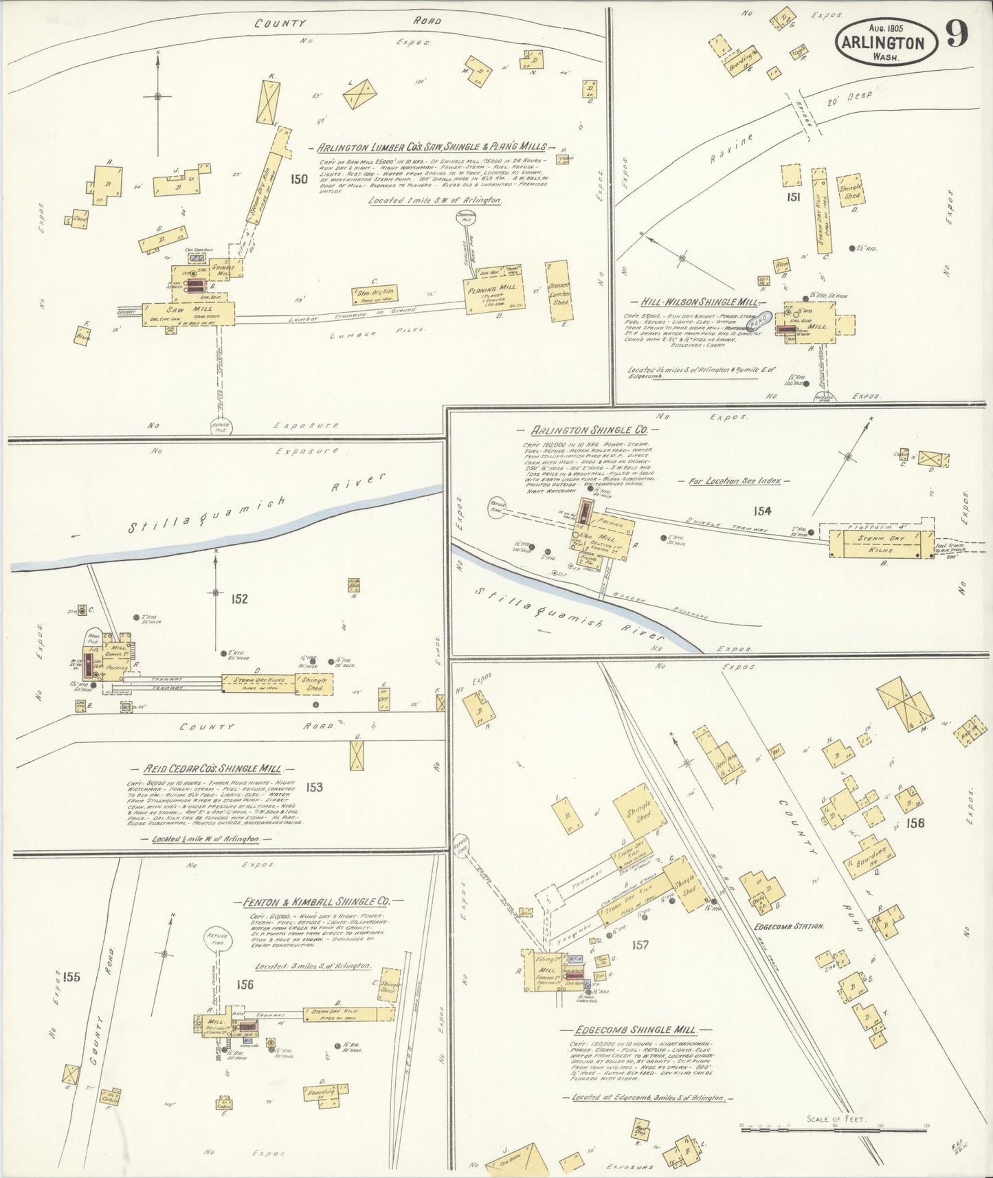 Sanborn Fire Insurance Map from Arlington, Snohomish County, Washington (1905), Sheet #0009 - Historic Sanborn Fire Insurance Map Print, vintage old map wall art, antique decor, genealogy gift, Washington Washington map