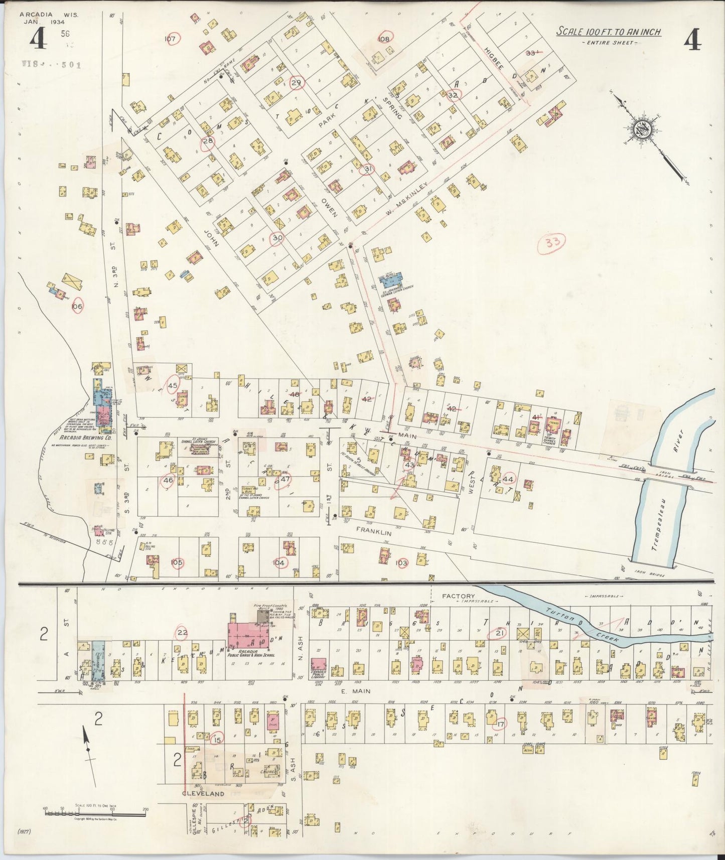 Sanborn Fire Insurance Map from Arcadia, Trempealeau County, Wisconsin (1943), Sheet #0004 - Complete Map Set gallery image, historic Sanborn map, vintage wall art, Wisconsin Wisconsin