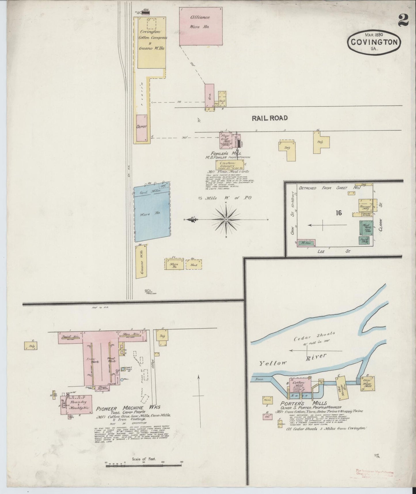 Sanborn Fire Insurance Map from Covington, Newton County, Georgia (1890), Sheet #0002 - Complete Map Set gallery image, historic Sanborn map, vintage wall art, Georgia Georgia