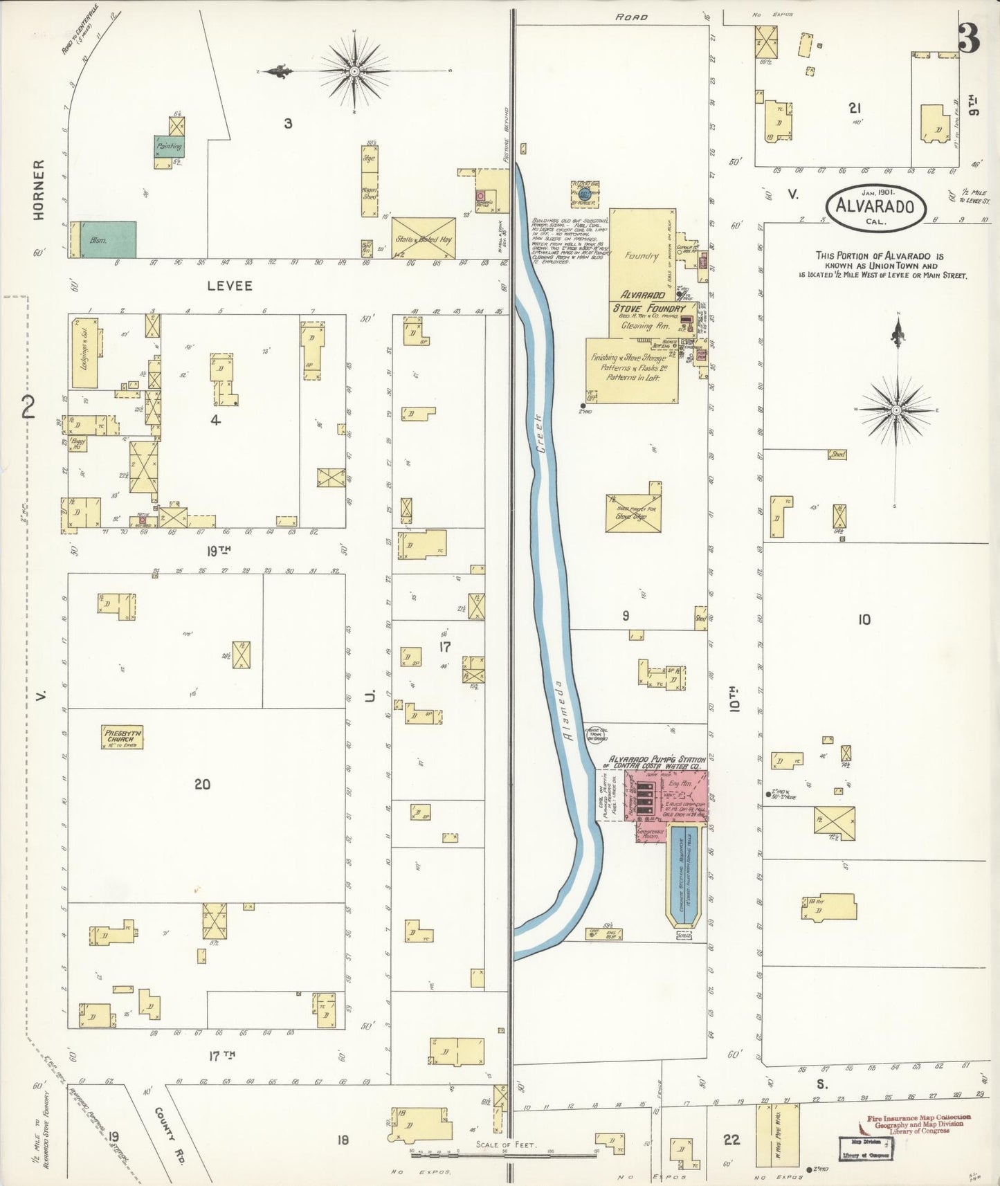 Sanborn Fire Insurance Map from Alvarado, Alameda County, California (1901), Sheet #0003 - Historic Sanborn Fire Insurance Map Print, vintage old map wall art, antique decor, genealogy gift, California California map