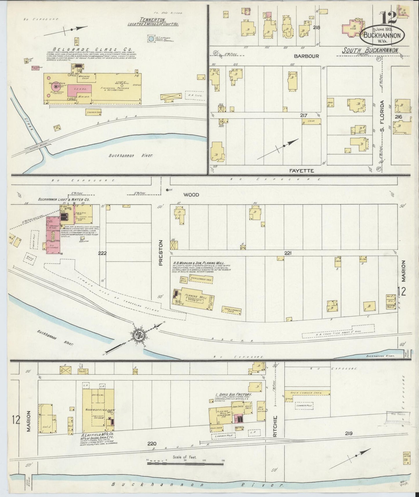 Sanborn Fire Insurance Map from Buckhannon, Upshur County, West Virginia (1913), Sheet #0012 - Complete Map Set gallery image, historic Sanborn map, vintage wall art, West Virginia West Virginia