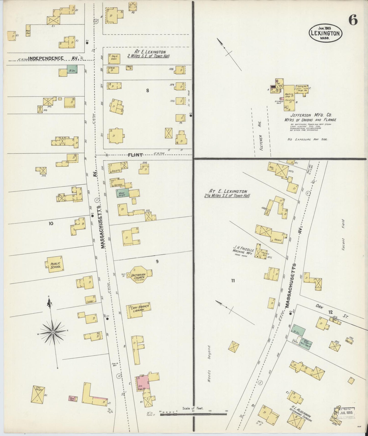 Sanborn Fire Insurance Map from Lexington, Middlesex County, Massachusetts (1903), Sheet #0006 - Historic Sanborn Fire Insurance Map Print, vintage old map wall art, antique decor, genealogy gift, Massachusetts Massachusetts map
