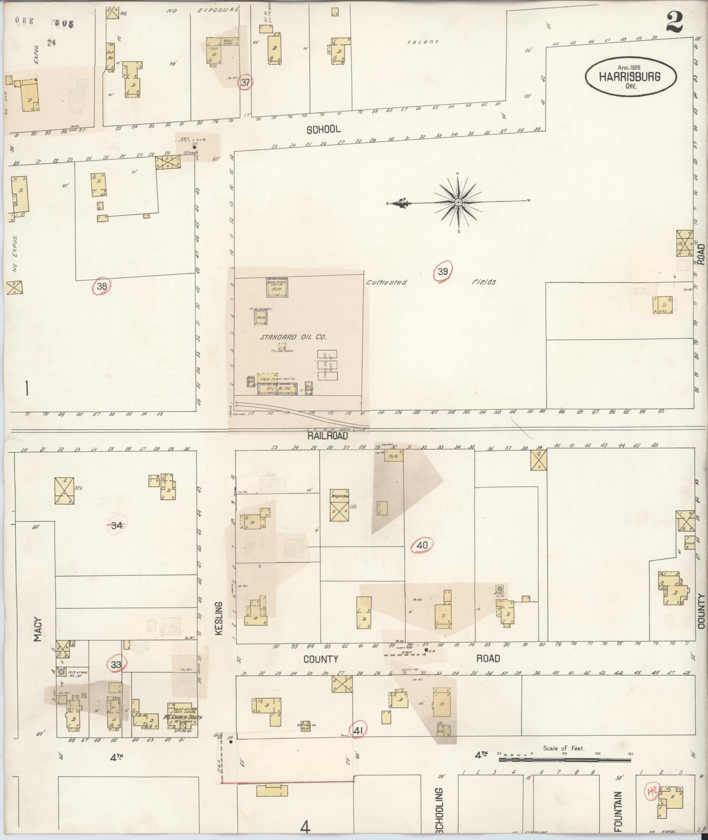 Sanborn Fire Insurance Map from Harrisburg, Linn County, Oregon (1931), Sheet #0002 - Historic Sanborn Fire Insurance Map Print, vintage old map wall art, antique decor, genealogy gift, Oregon Oregon map