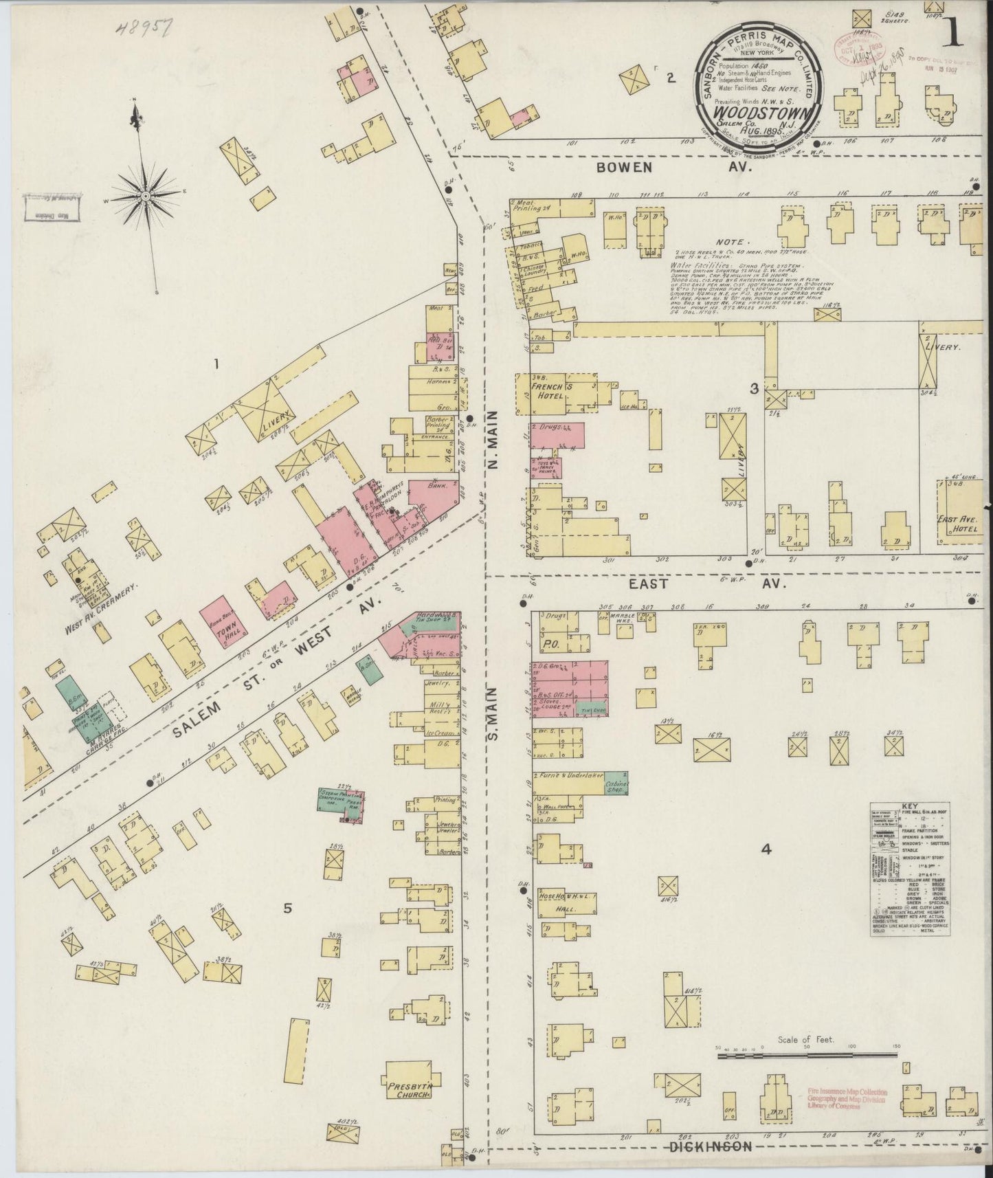 Sanborn Fire Insurance Map from Woodstown, Salem County, New Jersey. (1895) – Historic Sanborn Fire Insurance Map Print