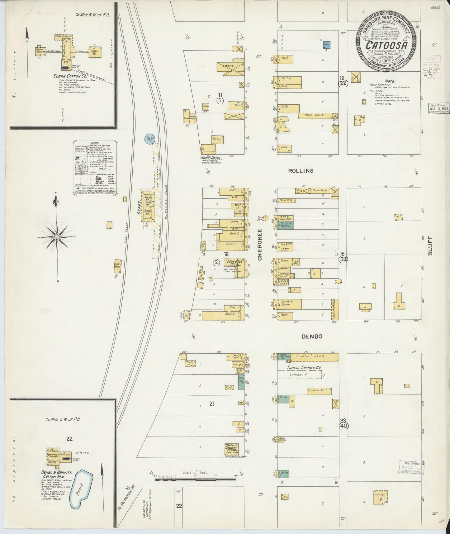 Sanborn Fire Insurance Map from Catoosa, Rodgers County, Oklahoma (1903), Sheet #0001 - Historic Sanborn Fire Insurance Map Print, vintage old map wall art, antique decor, genealogy gift, Oklahoma Oklahoma map