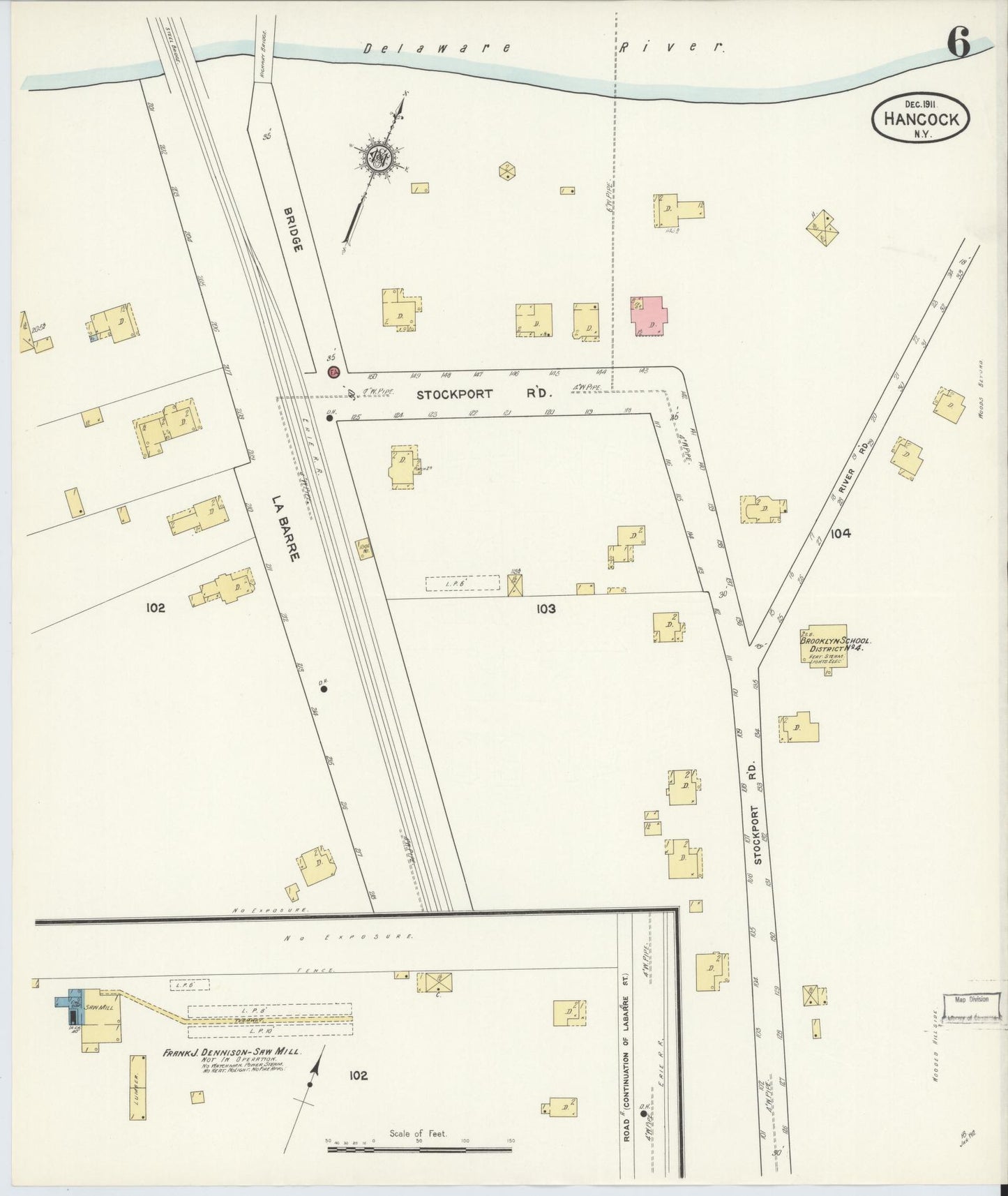 Sanborn Fire Insurance Map from Hancock, Delaware County, New York (1911), Sheet #0006 - Historic Sanborn Fire Insurance Map Print, vintage old map wall art, antique decor, genealogy gift, Hancock Delaware map