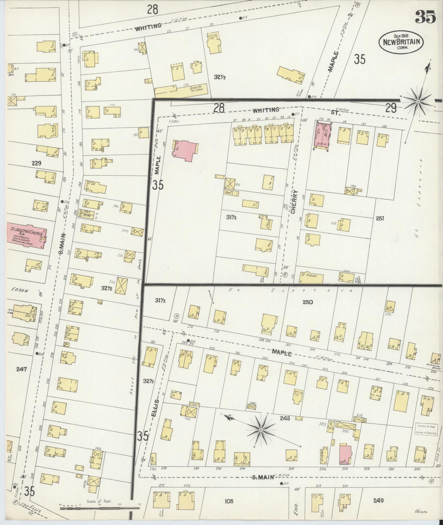 Sanborn Fire Insurance Map from New Britain, Hartford County, Connecticut (1901), Sheet #0035 - Complete Map Set gallery image, historic Sanborn map, vintage wall art, Connecticut Connecticut