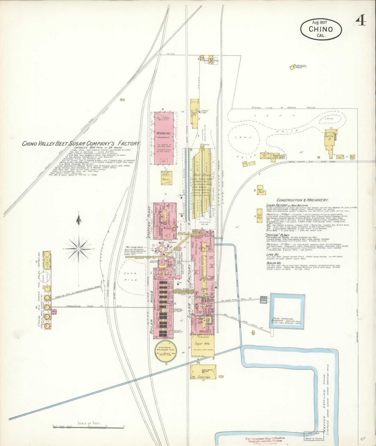 Sanborn Fire Insurance Map from Chino, San Bernardino County, California (1897), Sheet #0004 - Complete Map Set gallery image, historic Sanborn map, vintage wall art, California California
