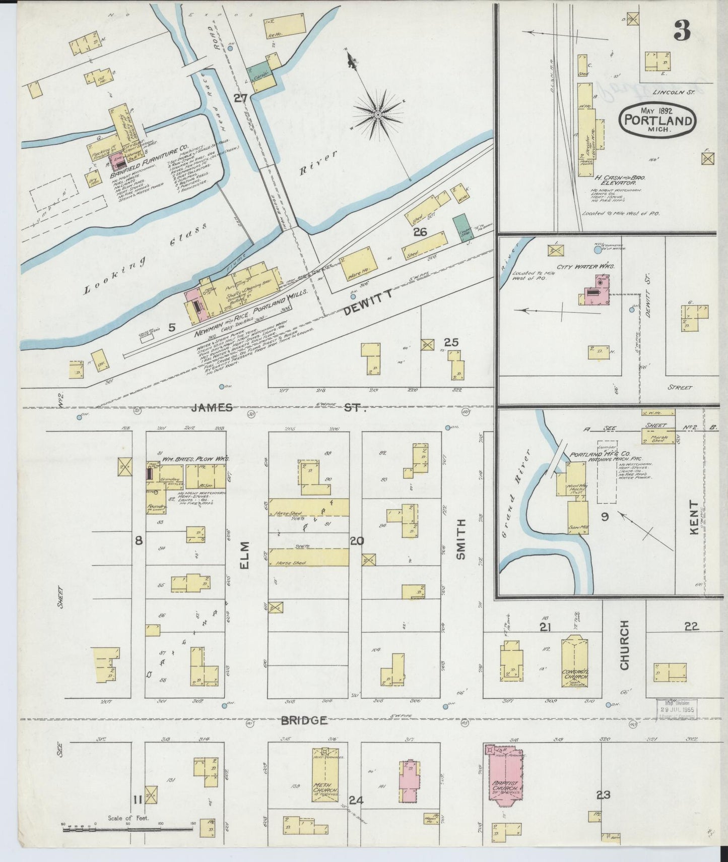 Sanborn Fire Insurance Map from Portland, Ionia County, Michigan (1892), Sheet #0003 - Complete Map Set gallery image, historic Sanborn map, vintage wall art, Michigan Michigan