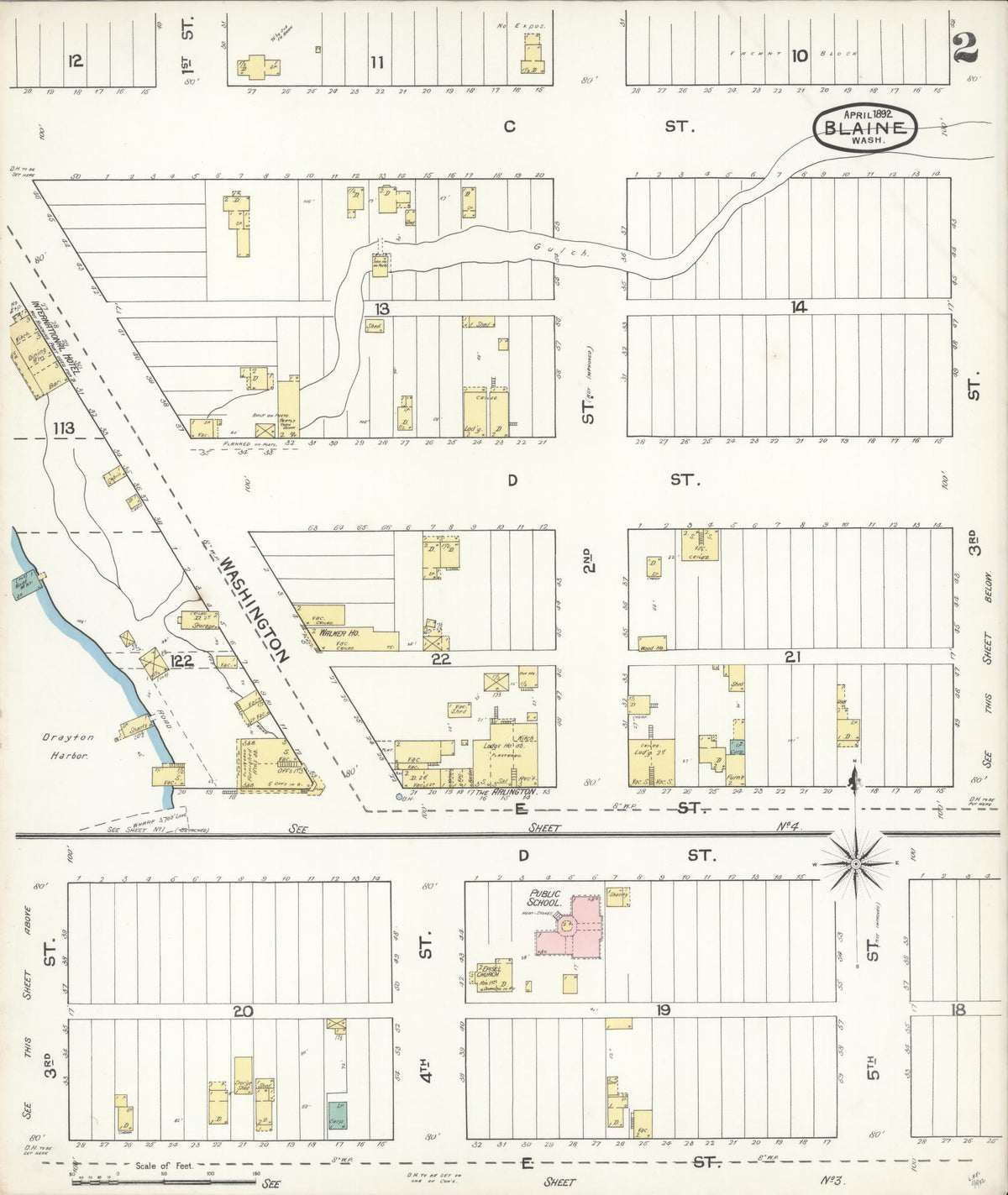Sanborn Fire Insurance Map from Blaine, Whatcom County, Washington (1892), Sheet #0002 - Historic Sanborn Fire Insurance Map Print, vintage old map wall art, antique decor, genealogy gift, Washington Washington map