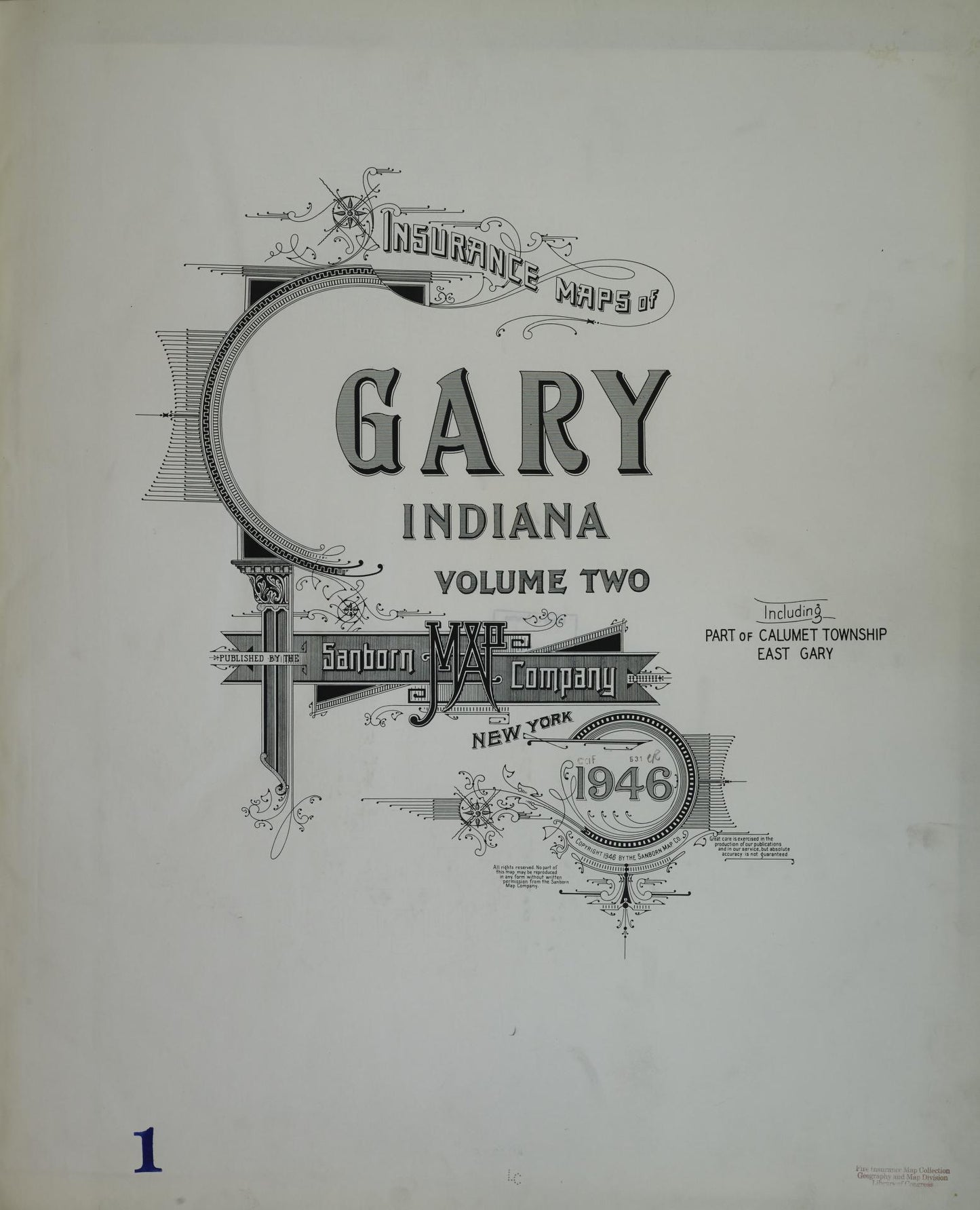 Sanborn Fire Insurance Map from Gary, Lake County, Indiana (1945), Sheet #0001 - Complete Map Set gallery image, historic Sanborn map, vintage wall art, Indiana Indiana