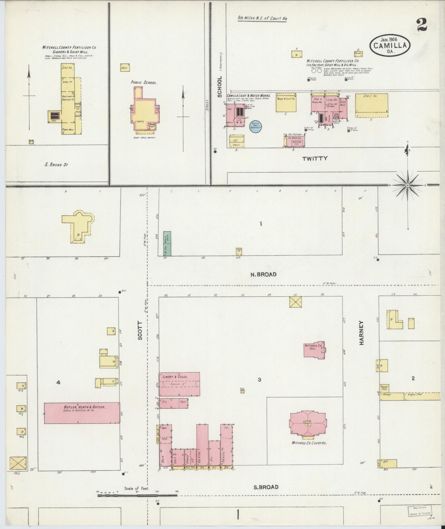 Sanborn Fire Insurance Map from Camilla, Mitchell County, Georgia (1906), Sheet #0002 - Complete Map Set gallery image, historic Sanborn map, vintage wall art, Georgia Georgia