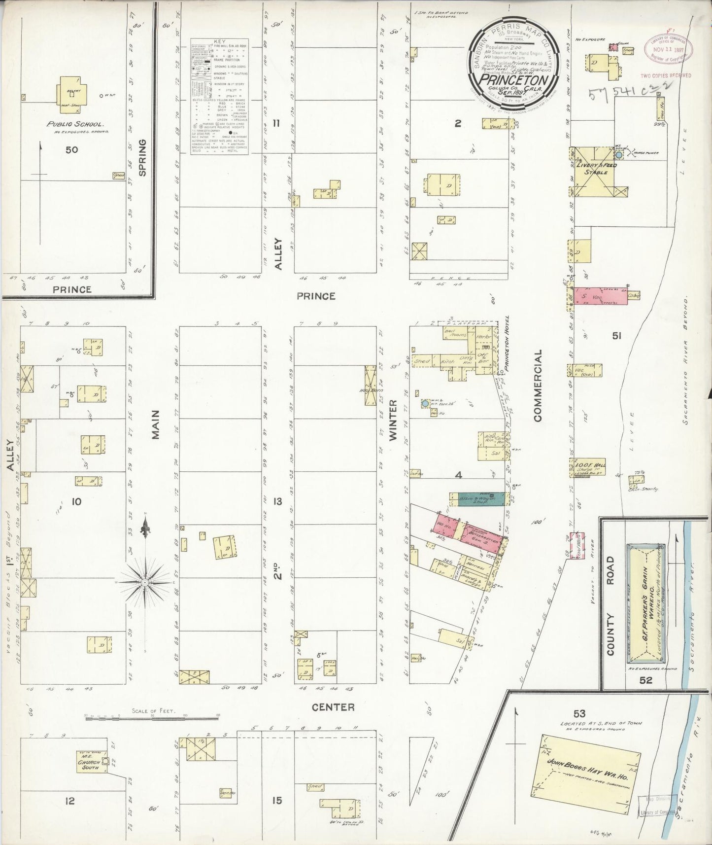 Sanborn Fire Insurance Map from Princeton, Colusa County, California. (1897) – Historic Sanborn Fire Insurance Map Print