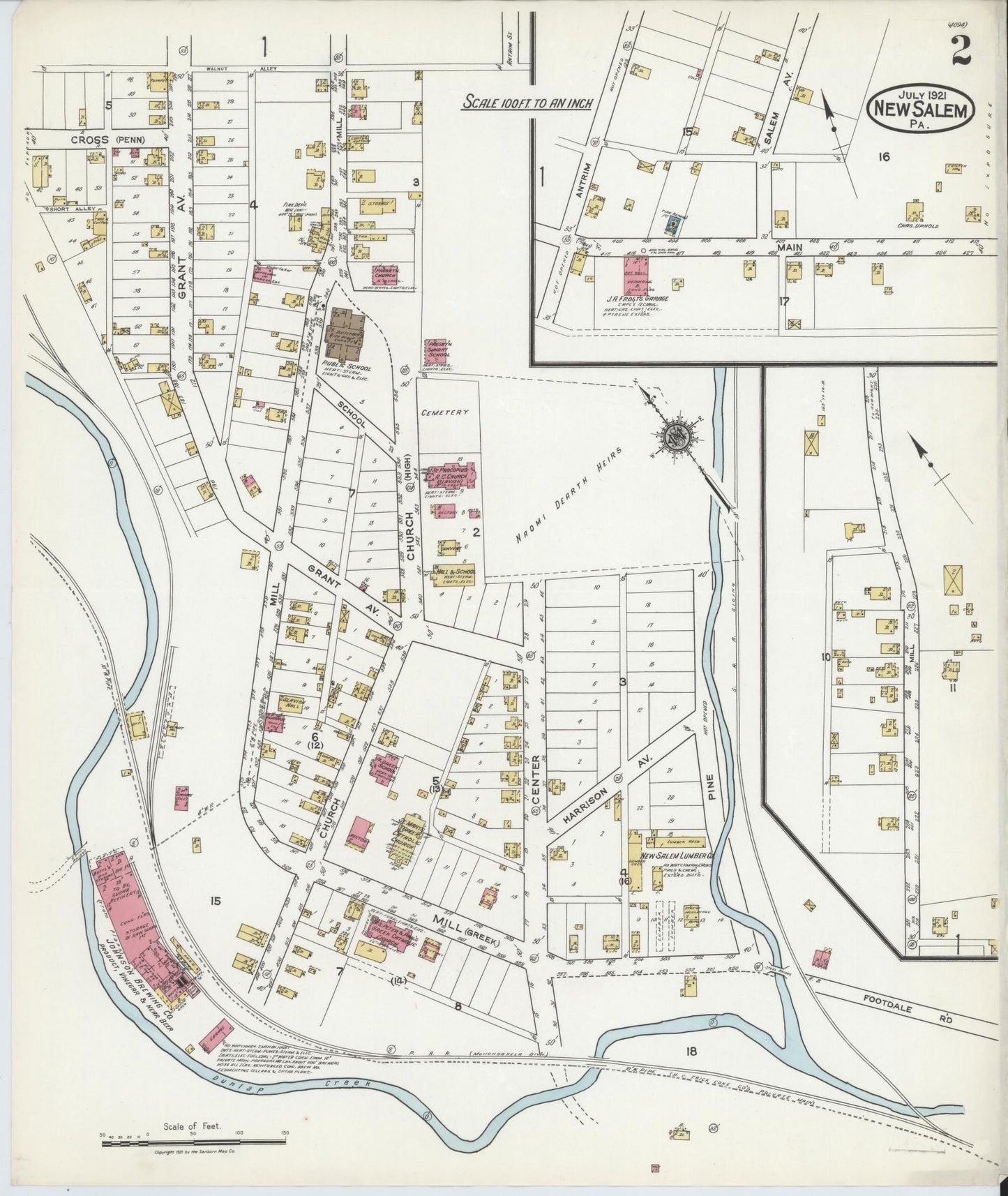 Sanborn Fire Insurance Map from New Salem, Fayette County, Pennsylvania (1921), Sheet #0002 - Complete Map Set gallery image, historic Sanborn map, vintage wall art, Pennsylvania Pennsylvania