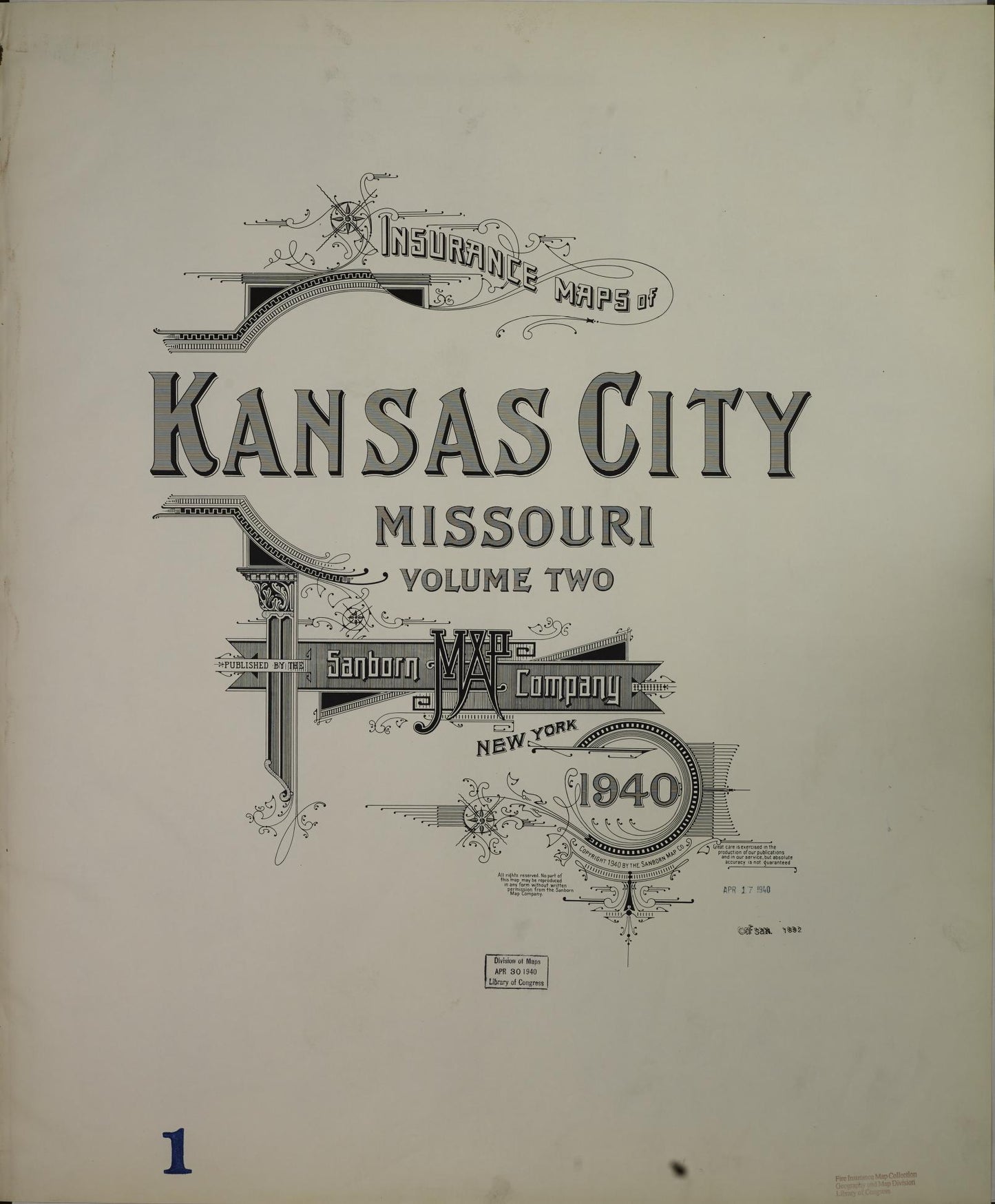 Sanborn Fire Insurance Map from Kansas City, Jackson, Clay, And Platte Counties, Missouri (1940), Sheet #0001 - Historic Sanborn Fire Insurance Map Print, vintage old map wall art, antique decor, genealogy gift, Missouri Missouri map