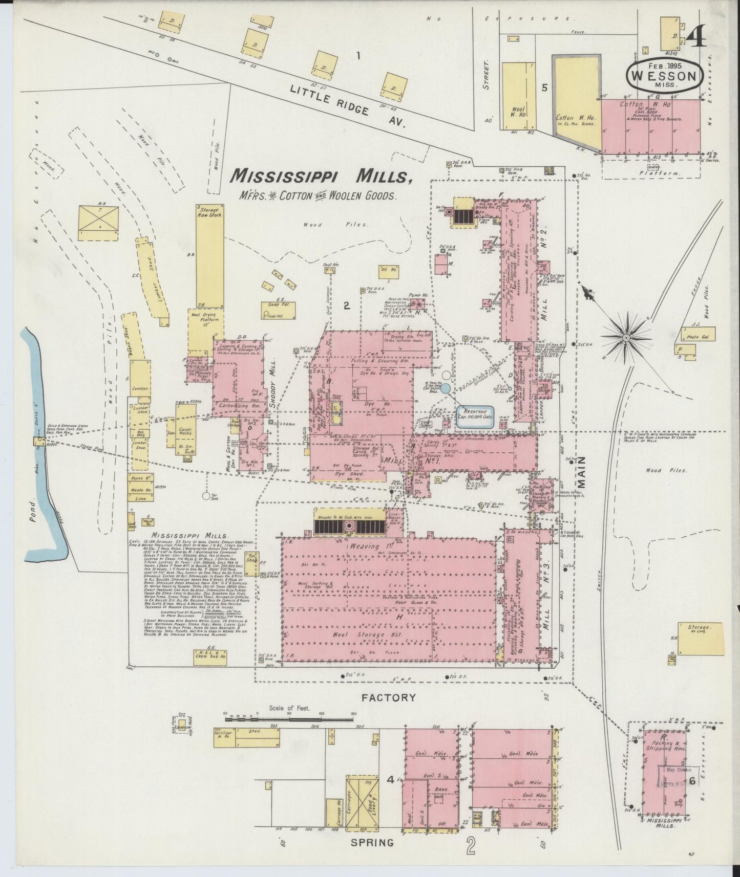 Sanborn Fire Insurance Map from Wesson, Copiah County, Mississippi (1895), Sheet #0004 - Complete Map Set gallery image, historic Sanborn map, vintage wall art, Mississippi Mississippi