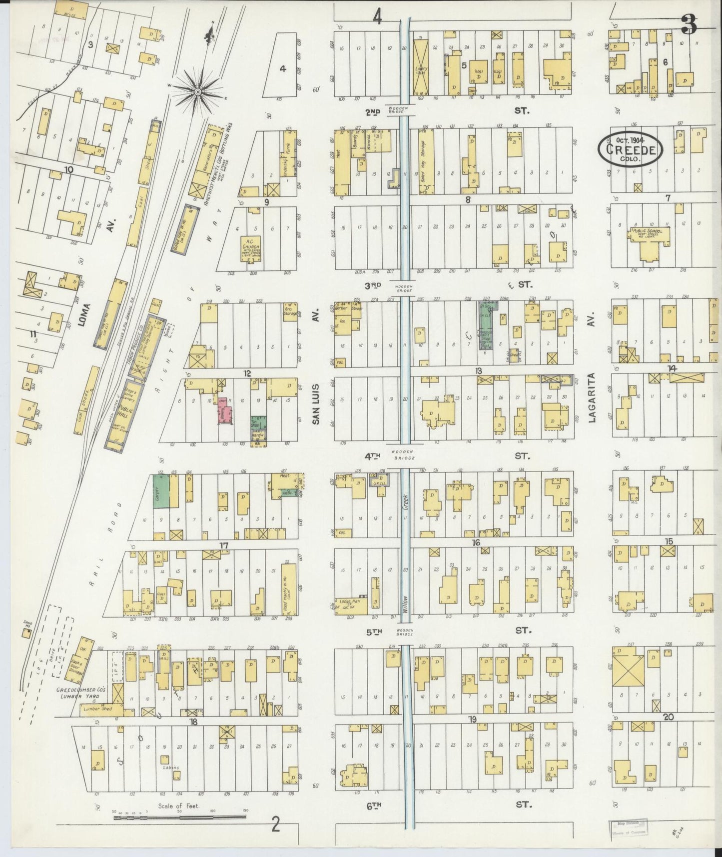 Sanborn Fire Insurance Map from Creede, Mineral County, Colorado (1904), Sheet #0003 - Historic Sanborn Fire Insurance Map Print, vintage old map wall art, antique decor, genealogy gift, Colorado Colorado map