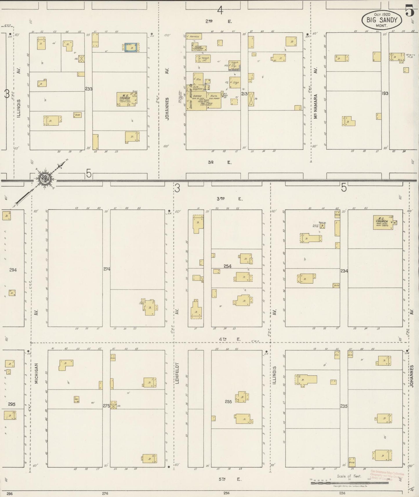 Sanborn Fire Insurance Map from Big Sandy, Chouteau County, Montana (1920), Sheet #0005 - Complete Map Set gallery image, historic Sanborn map, vintage wall art, Montana Montana