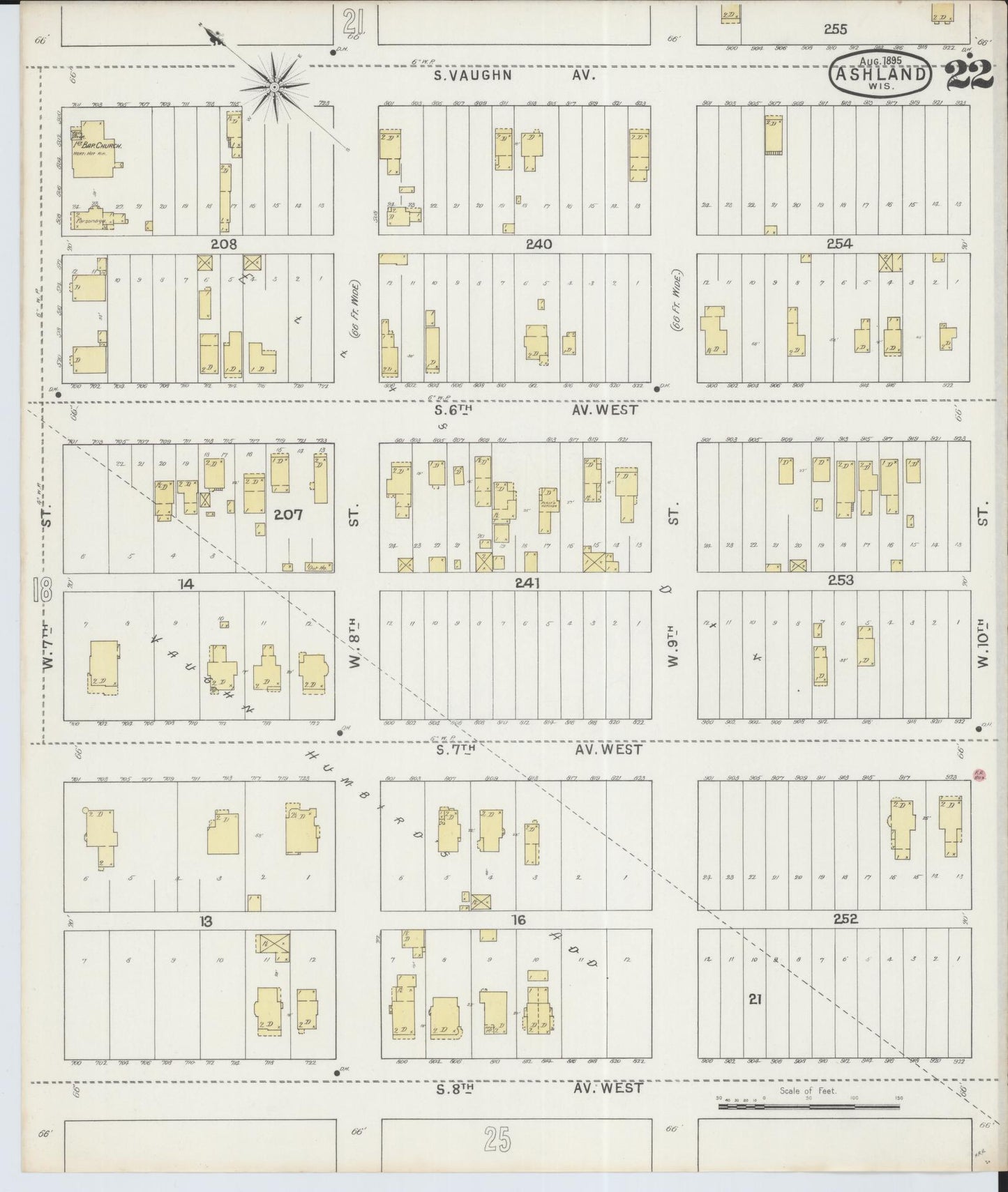 Sanborn Fire Insurance Map from Ashland, Ashland County, Wisconsin (1895), Sheet #0022 - Historic Sanborn Fire Insurance Map Print, vintage old map wall art, antique decor, genealogy gift, Wisconsin Wisconsin map