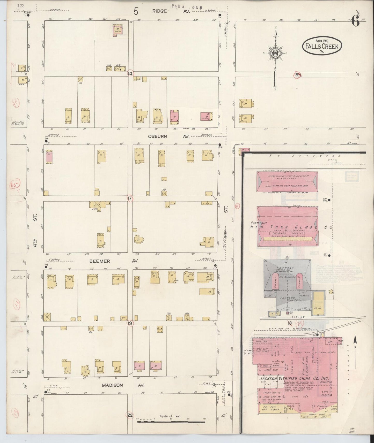 Sanborn Fire Insurance Map from Falls Creek, Jefferson And Clearfield Counties, Pennsylvania (1934), Sheet #0006 - Historic Sanborn Fire Insurance Map Print, vintage old map wall art, antique decor, genealogy gift, Pennsylvania Pennsylvania map