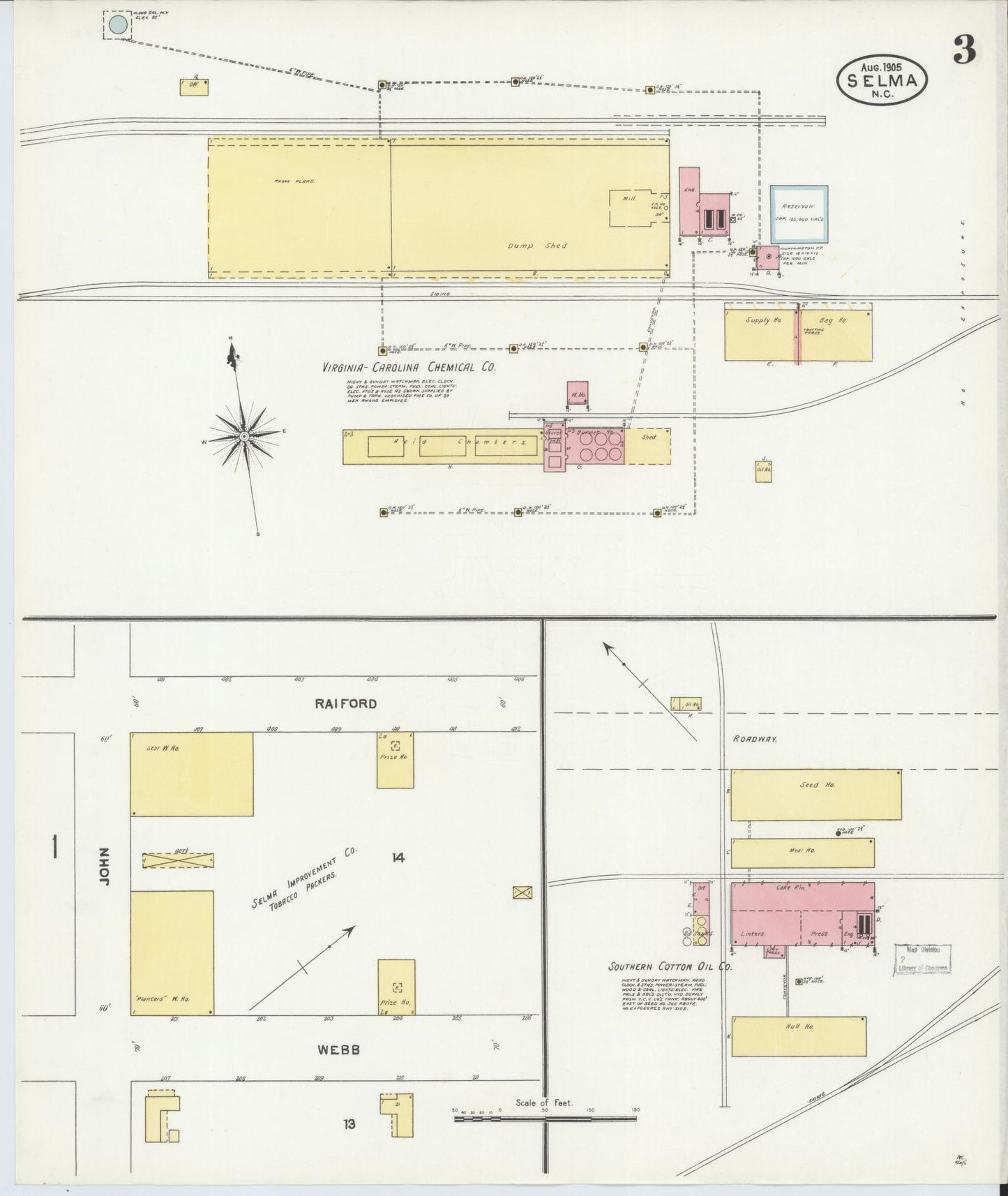 Sanborn Fire Insurance Map from Selma, Johnston County, North Carolina (1905), Sheet #0003 - Historic Sanborn Fire Insurance Map Print, vintage old map wall art, antique decor, genealogy gift, North Carolina North Carolina map