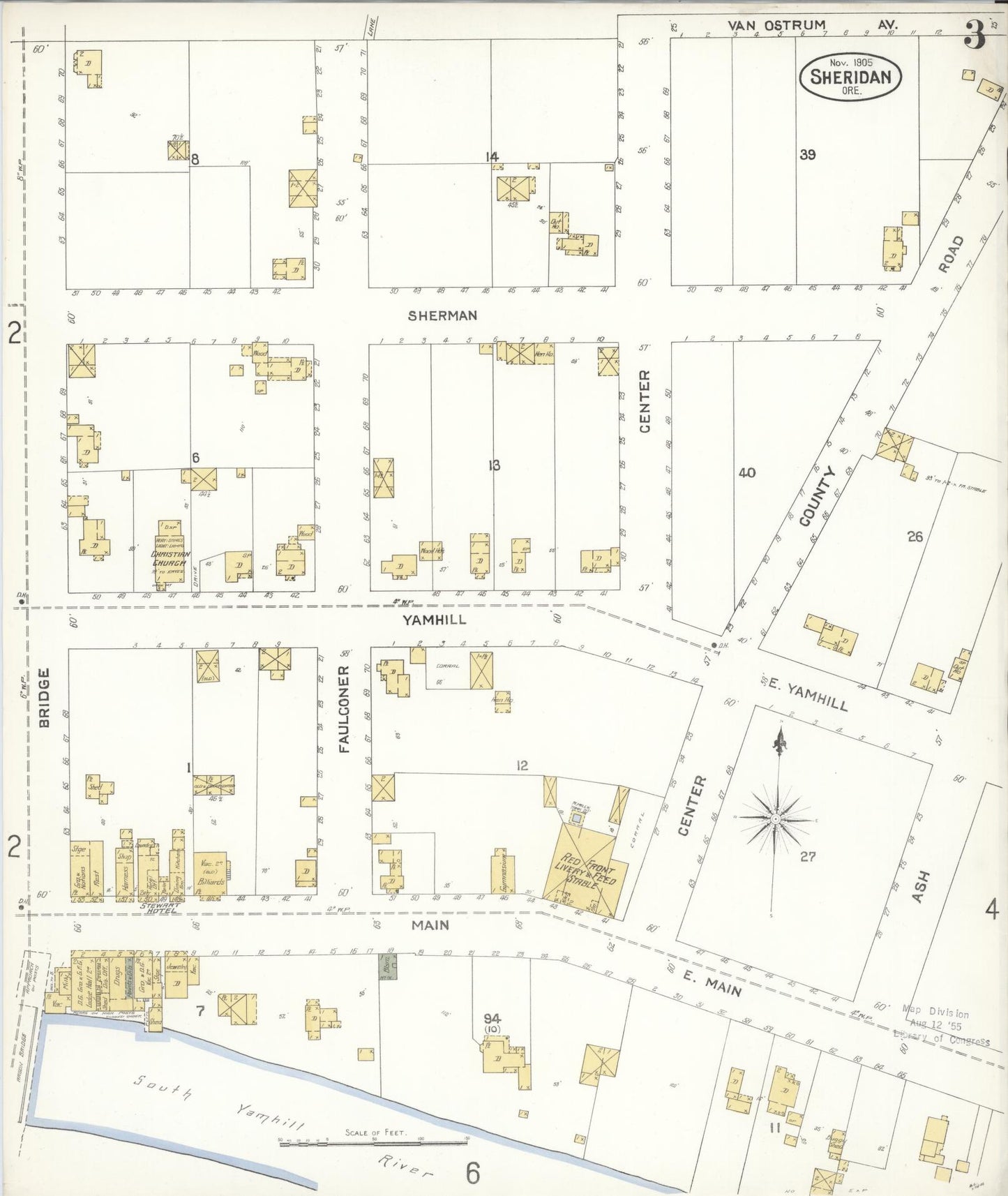 Sanborn Fire Insurance Map from Sheridan, Yamhill County, Oregon (1905), Sheet #0003 - Historic Sanborn Fire Insurance Map Print, vintage old map wall art, antique decor, genealogy gift, Oregon Oregon map