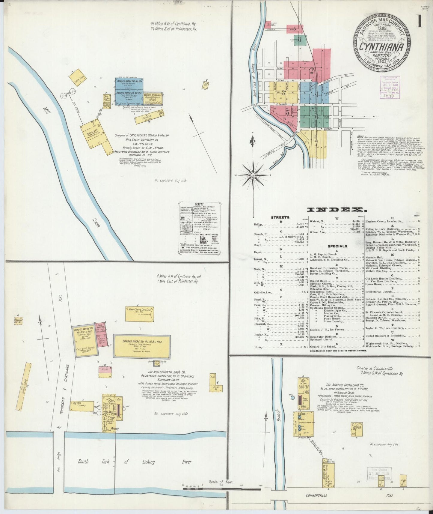 Sanborn Fire Insurance Map from Cynthiana, Harrison County, Kentucky (1903), Sheet #0001 - Historic Sanborn Fire Insurance Map Print, vintage old map wall art, antique decor, genealogy gift, Kentucky Kentucky map