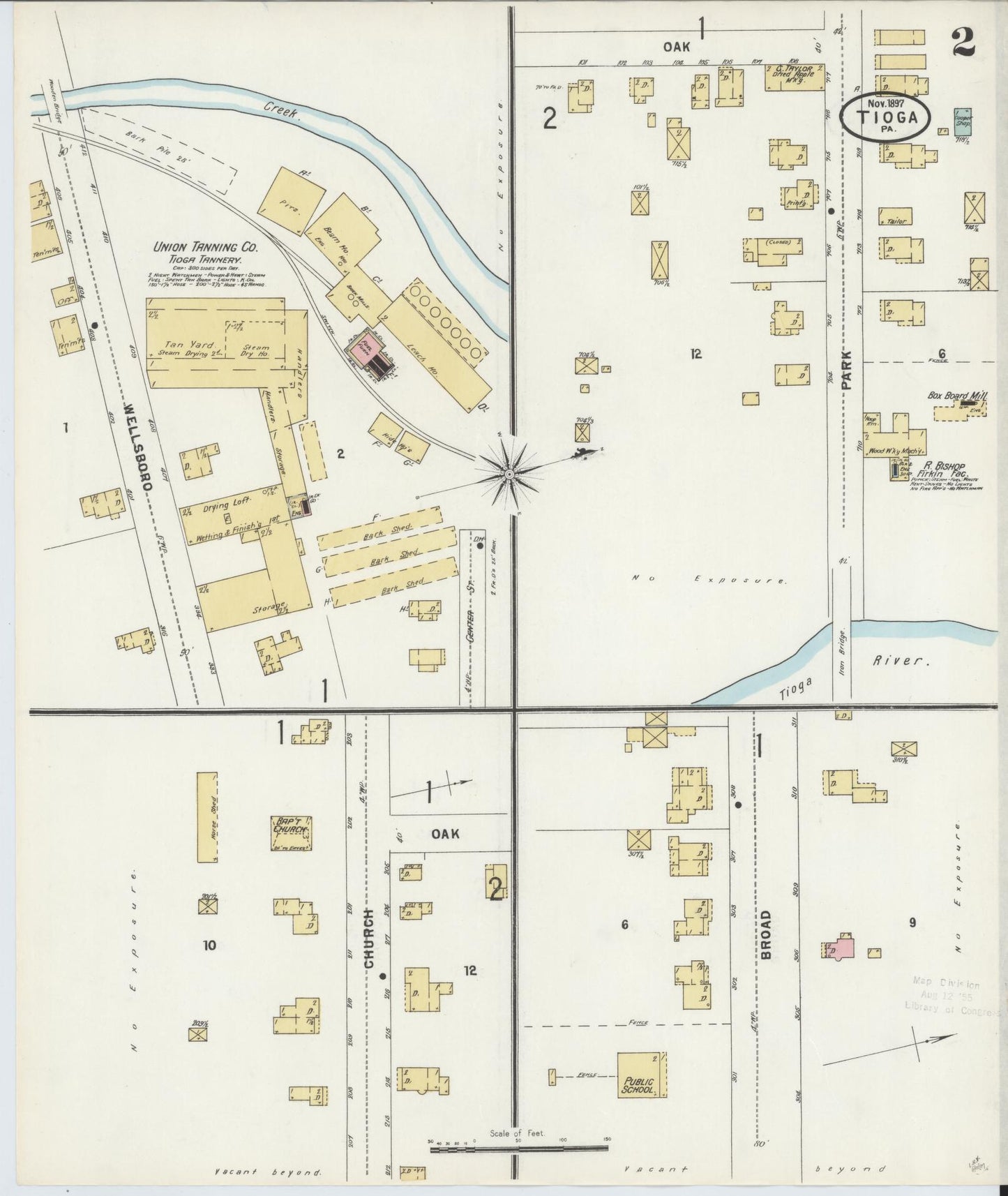 Sanborn Fire Insurance Map from Tioga, Tioga County, Pennsylvania (1897), Sheet #0002 - Complete Map Set gallery image, historic Sanborn map, vintage wall art, Pennsylvania Pennsylvania