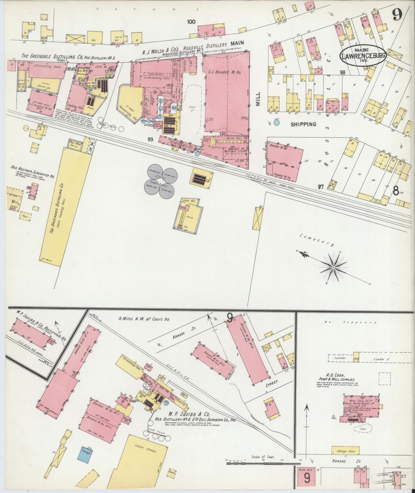 Sanborn Fire Insurance Map from Lawrenceburg, Dearborn County, Indiana (1902), Sheet #0009 - Complete Map Set gallery image, historic Sanborn map, vintage wall art, Indiana Indiana