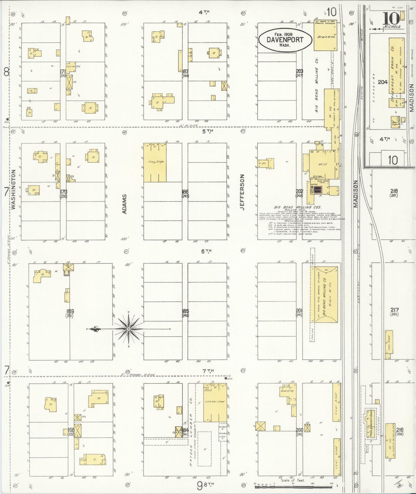 Sanborn Fire Insurance Map from Davenport, Lincoln County, Washington (1909), Sheet #0010 - Complete Map Set gallery image, historic Sanborn map, vintage wall art, Washington Washington
