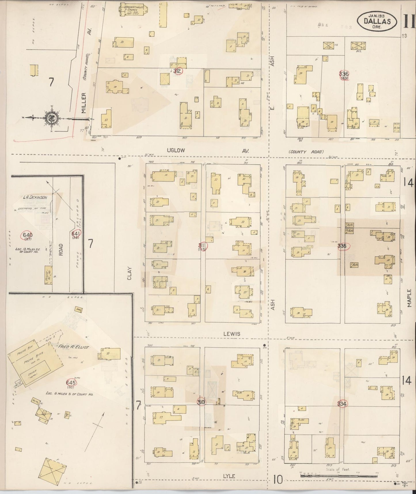 Sanborn Fire Insurance Map from Dallas, Polk County, Oregon (1939), Sheet #0011 - Historic Sanborn Fire Insurance Map Print, vintage old map wall art, antique decor, genealogy gift, Oregon Oregon map