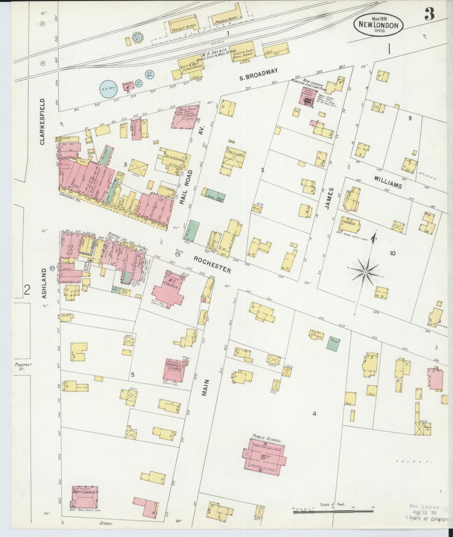 Sanborn Fire Insurance Map from New London, Huron County, Ohio (1899), Sheet #0003 - Complete Map Set gallery image, historic Sanborn map, vintage wall art, Ohio Ohio