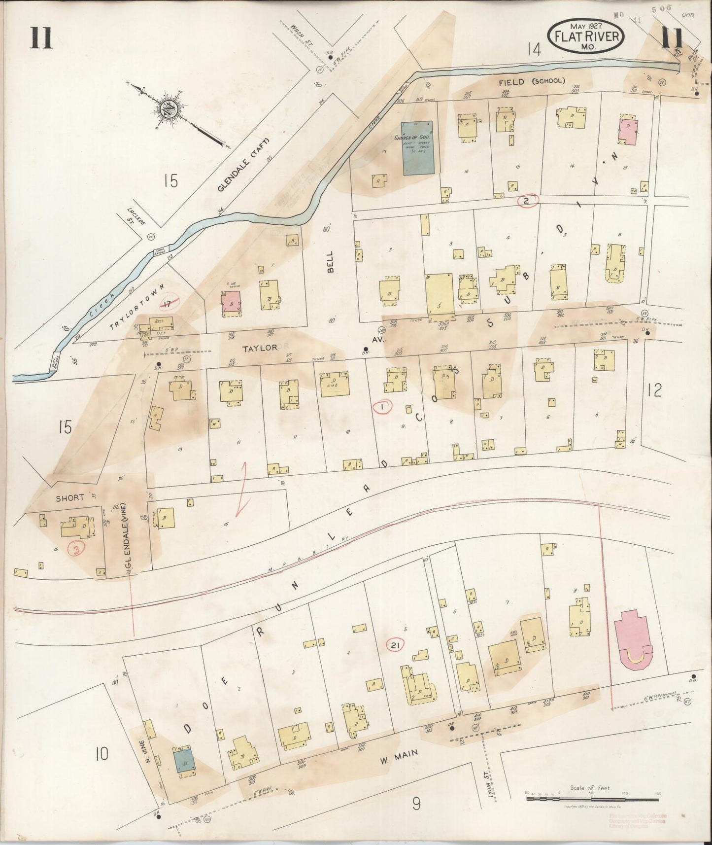 Sanborn Fire Insurance Map from Flat River, Saint Francois County, Missouri (1938), Sheet #0011 - Historic Sanborn Fire Insurance Map Print, vintage old map wall art, antique decor, genealogy gift, Missouri Missouri map