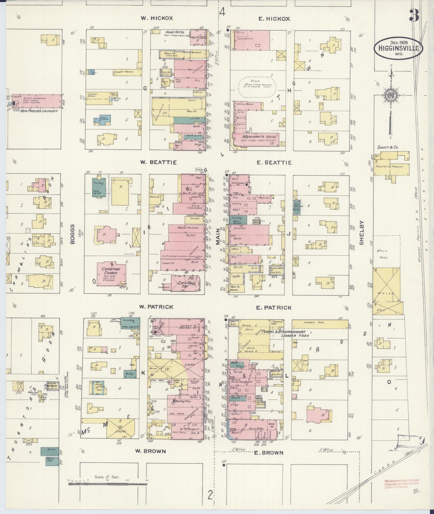 Sanborn Fire Insurance Map from Higginsville, Lafayette County, Missouri (1909), Sheet #0003 - Historic Sanborn Fire Insurance Map Print, vintage old map wall art, antique decor, genealogy gift, Missouri Missouri map