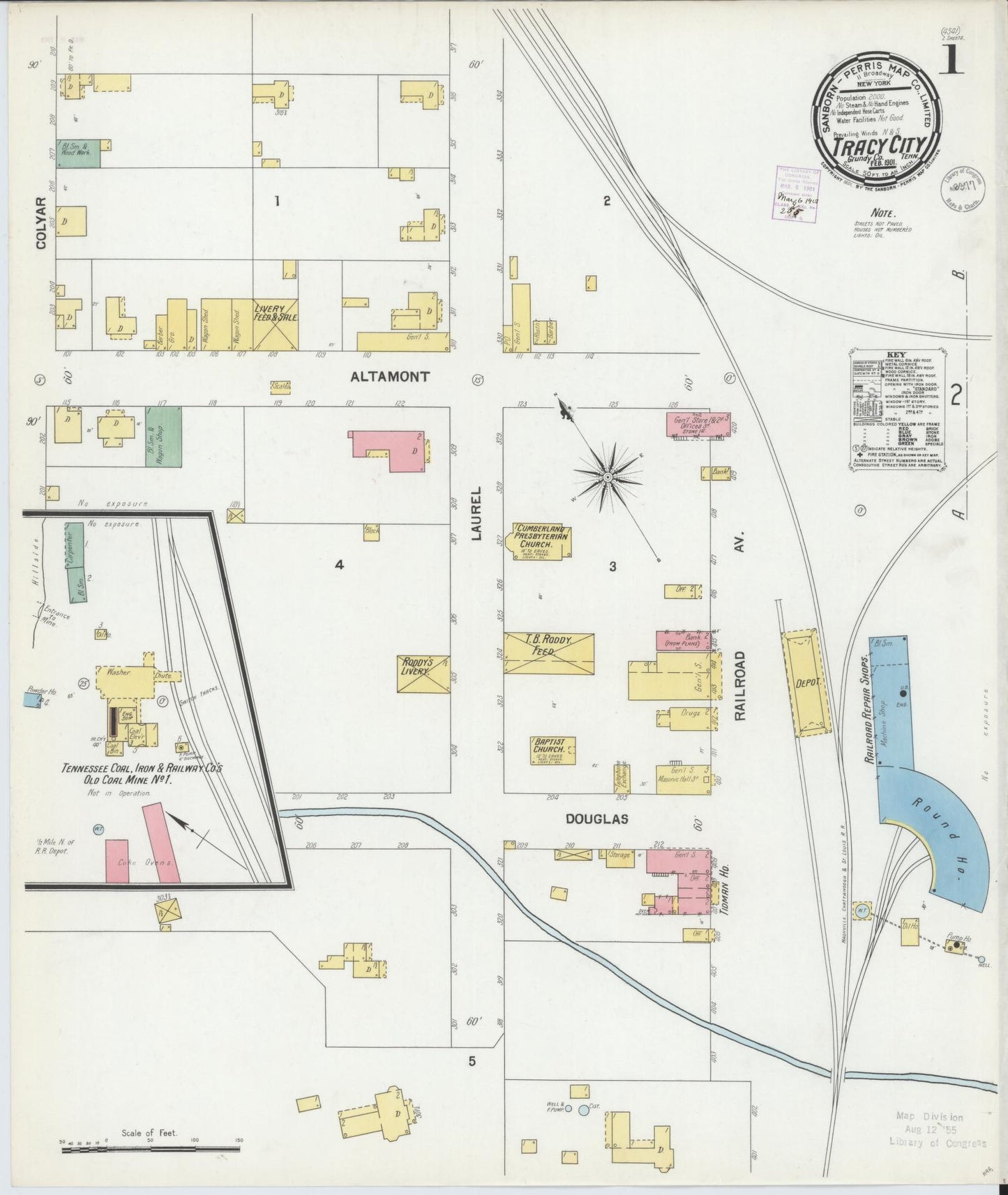 Sanborn Fire Insurance Map from Tracy City, Grundy County, Tennessee. (1901) – Historic Sanborn Fire Insurance Map Print