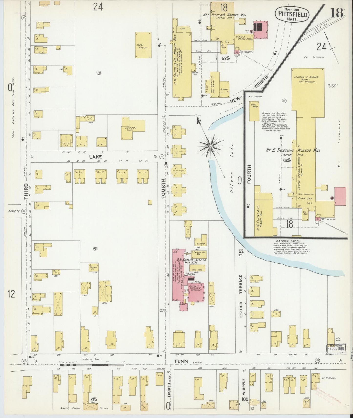 Sanborn Fire Insurance Map from Pittsfield, Berkshire County, Massachusetts (1900), Sheet #0018 - Historic Sanborn Fire Insurance Map Print, vintage old map wall art, antique decor, genealogy gift, Massachusetts Massachusetts map