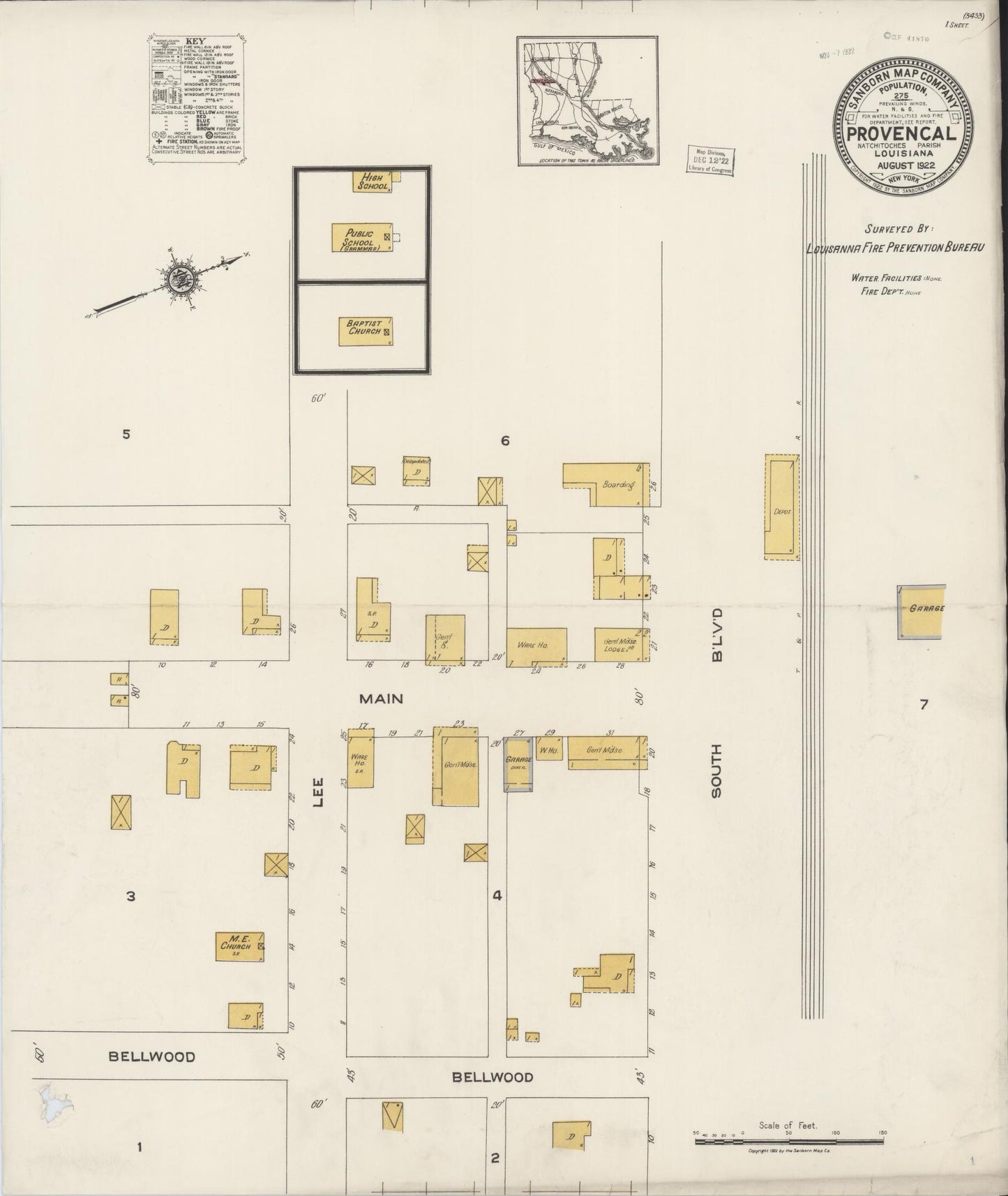 Sanborn Fire Insurance Map from Provencal, Natchitoches Parish, Louisiana. (1922) – Historic Sanborn Fire Insurance Map Print