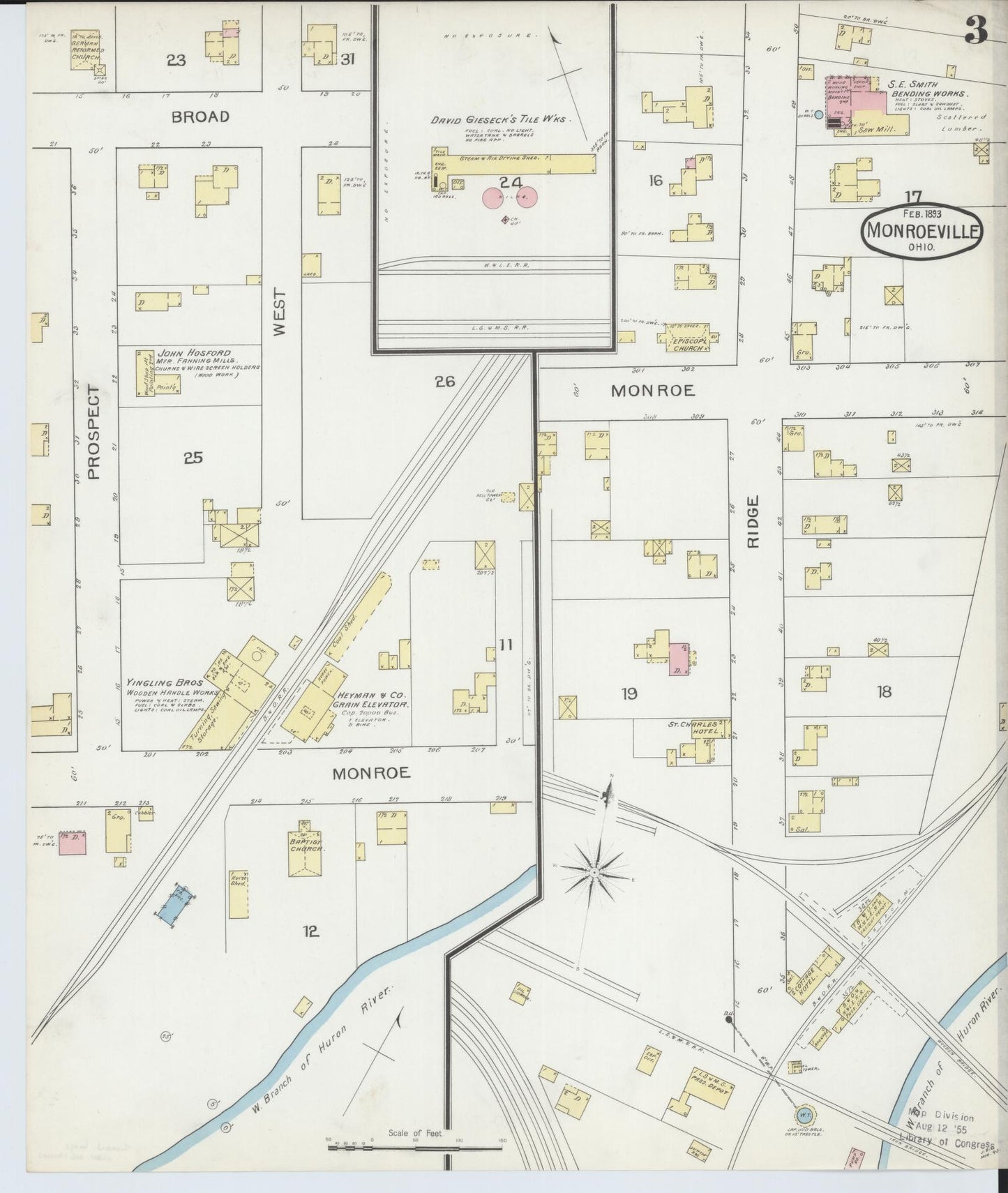 Sanborn Fire Insurance Map from Monroeville, Huron County, Ohio (1893), Sheet #0003 - Complete Map Set gallery image, historic Sanborn map, vintage wall art, Ohio Ohio